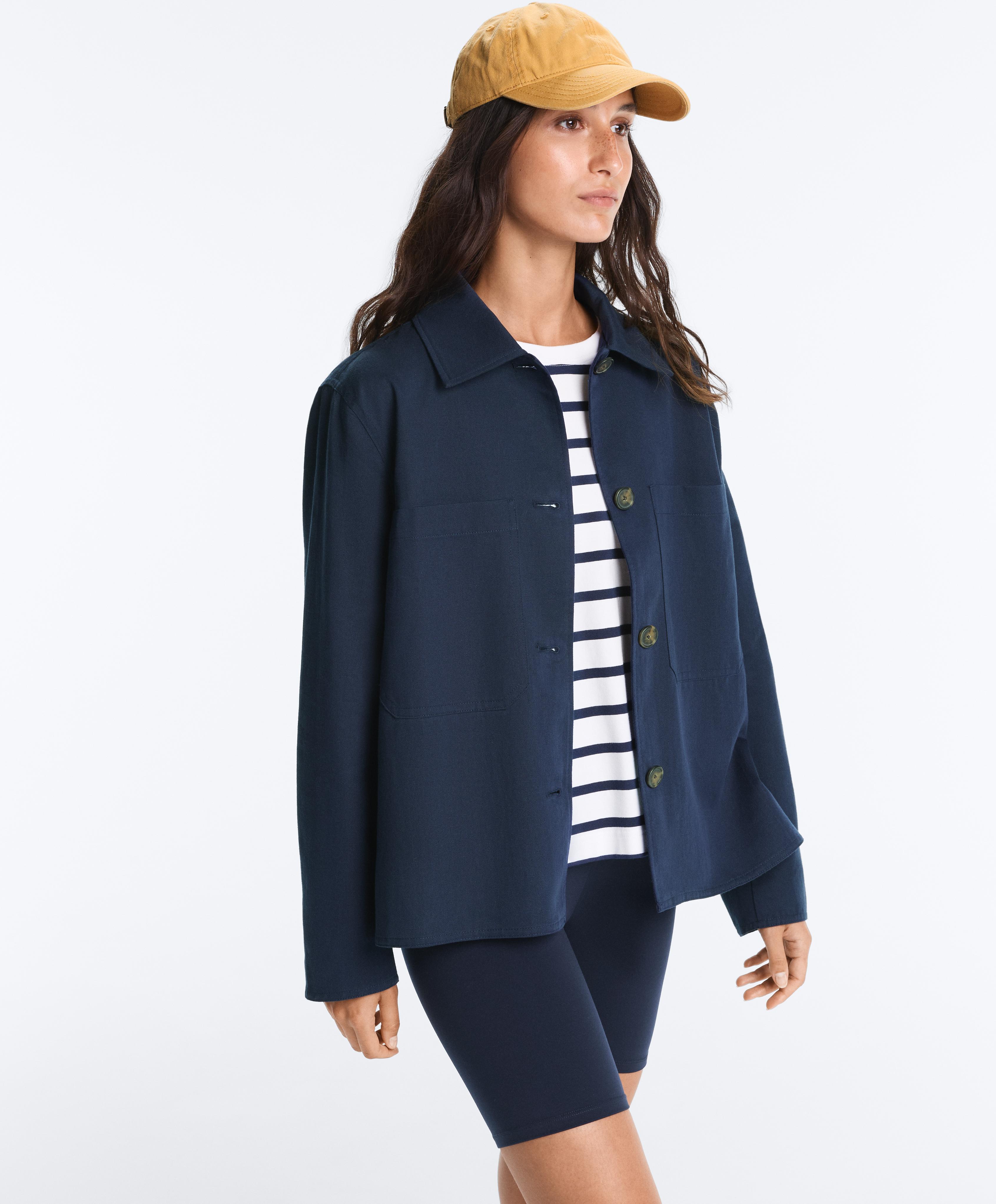 Cotton blend pocket jacket — NAVY BLUE