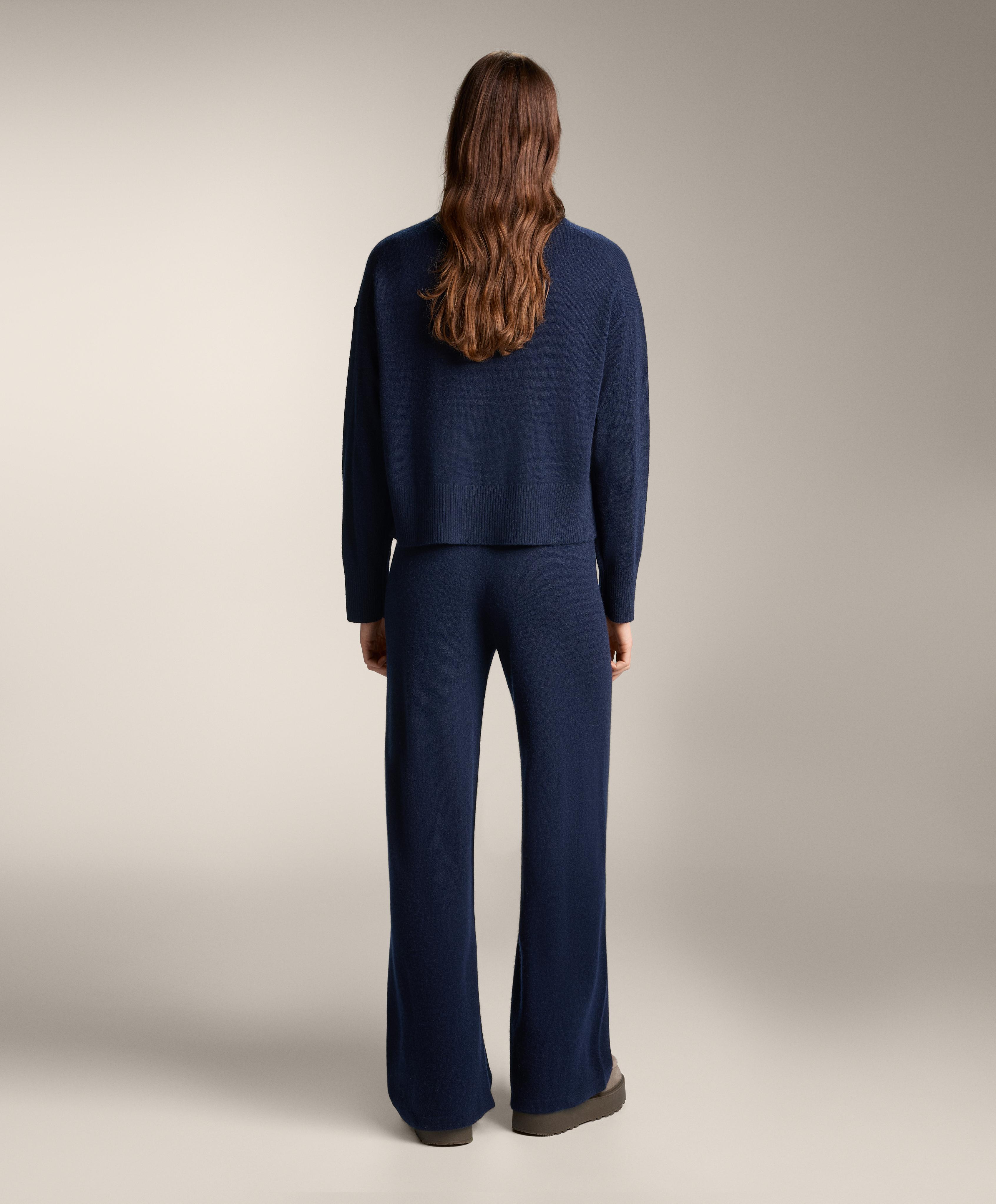 Dark navy 100% cashmere straight-leg trousers - Sale