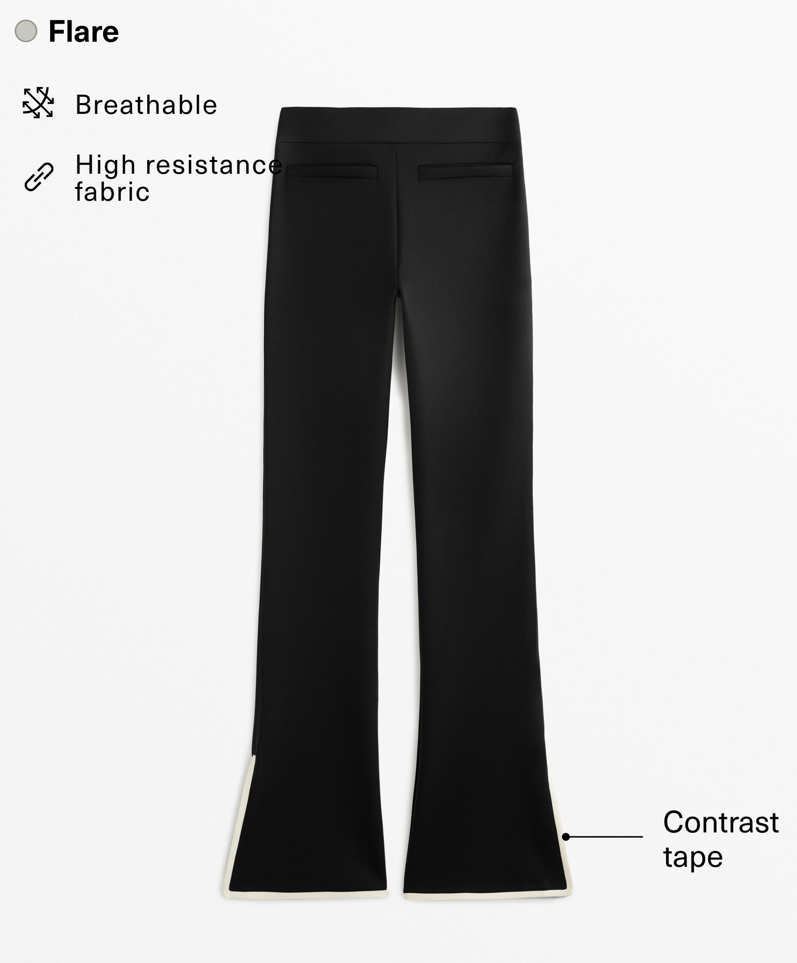 Contrast neoprene-effect flare trousers