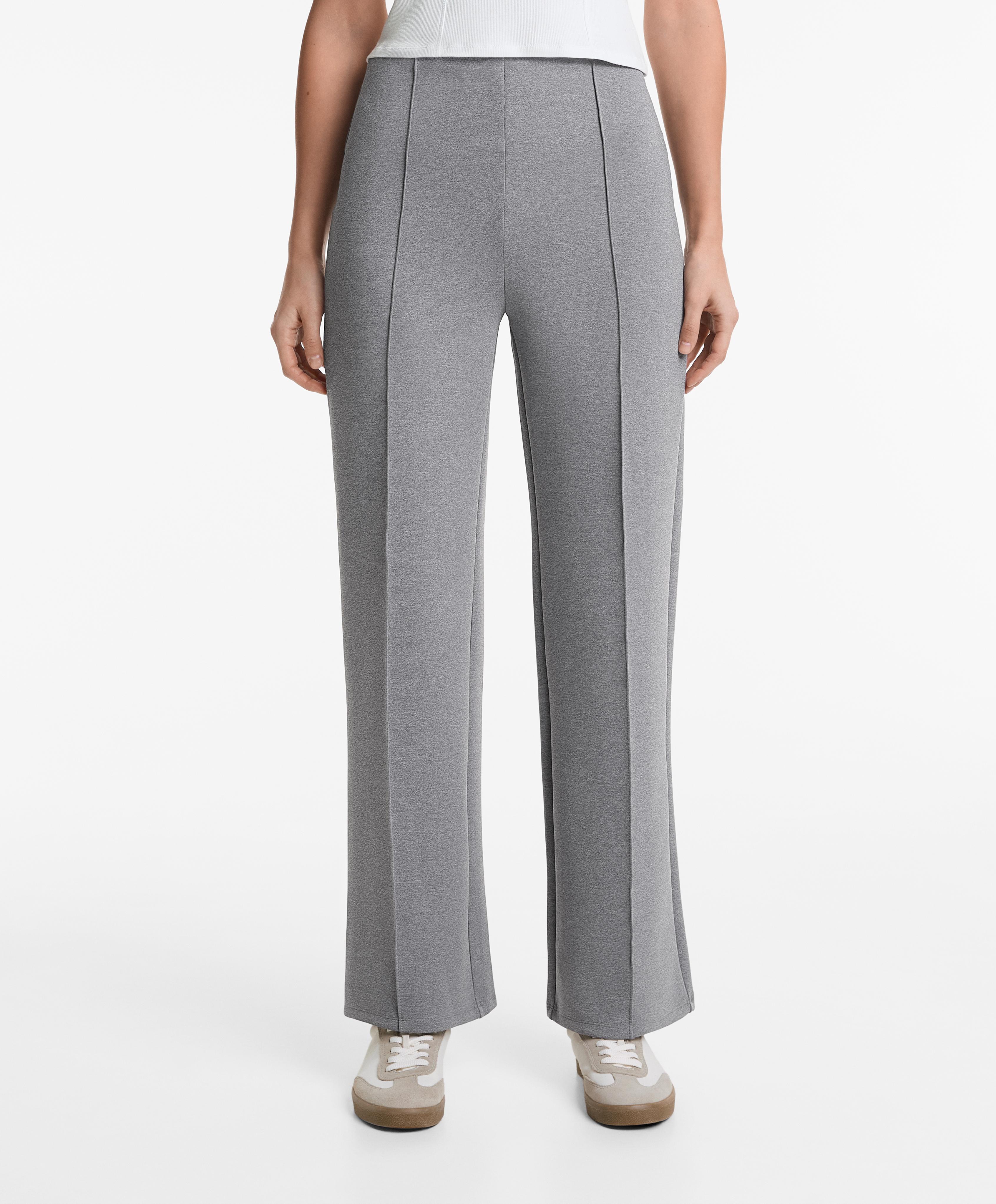 Pantalon droit avec nervure effet néoprène Pantalon droit avec nervure effet néoprène
