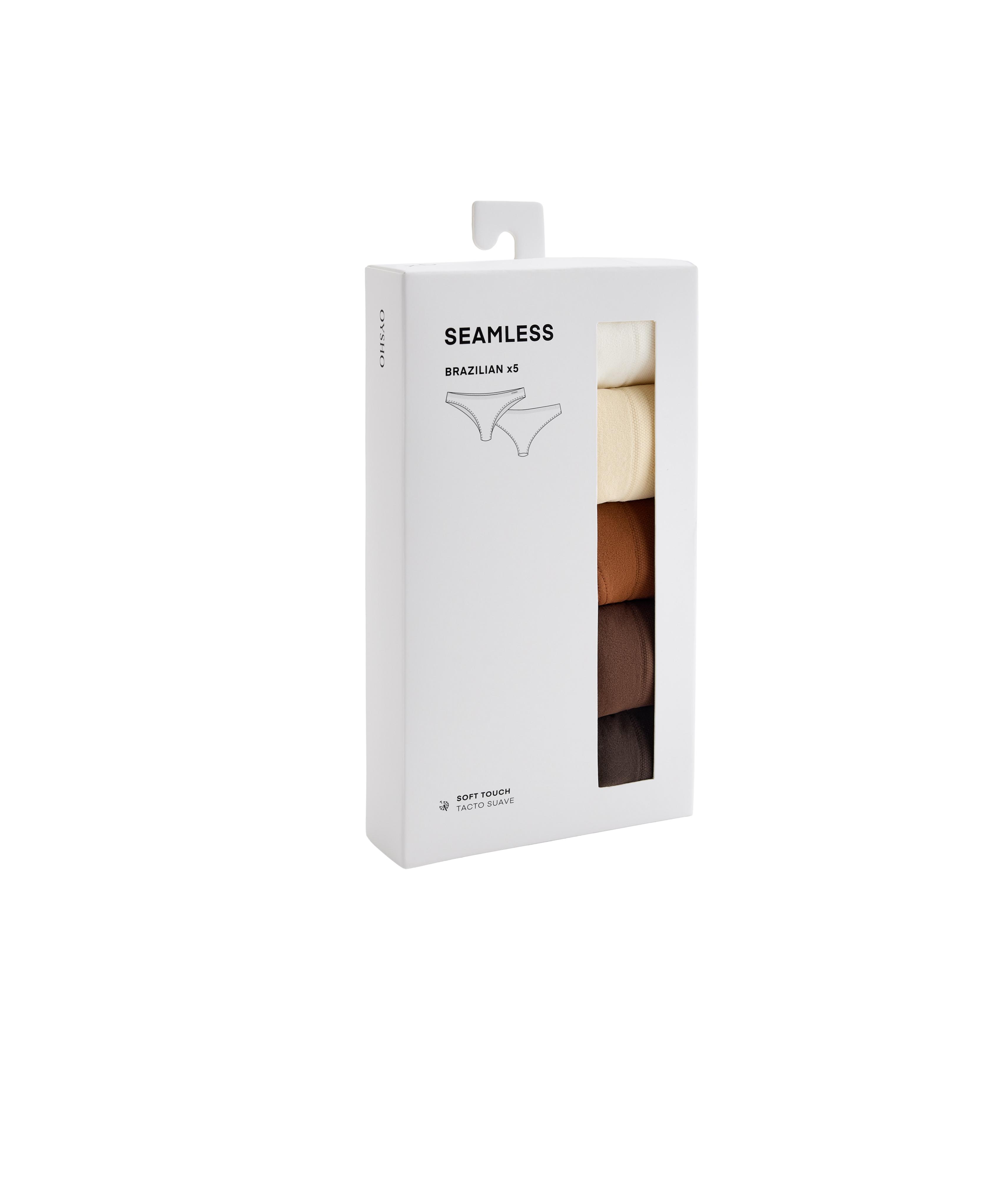 5 polyamide-blend seamless Brazilian briefs — COCOA