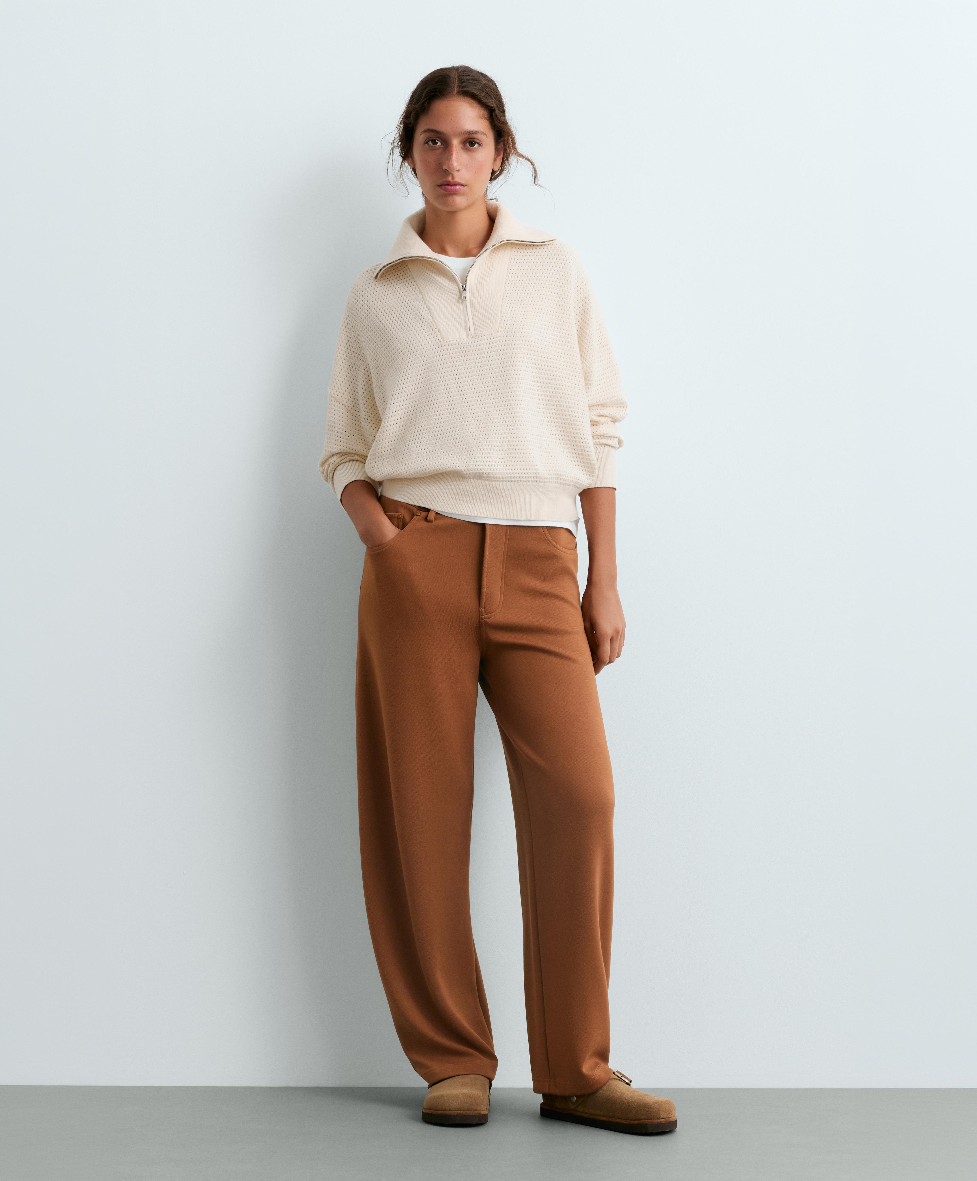 Cotton-blend open knit jumper — PALE ECRU