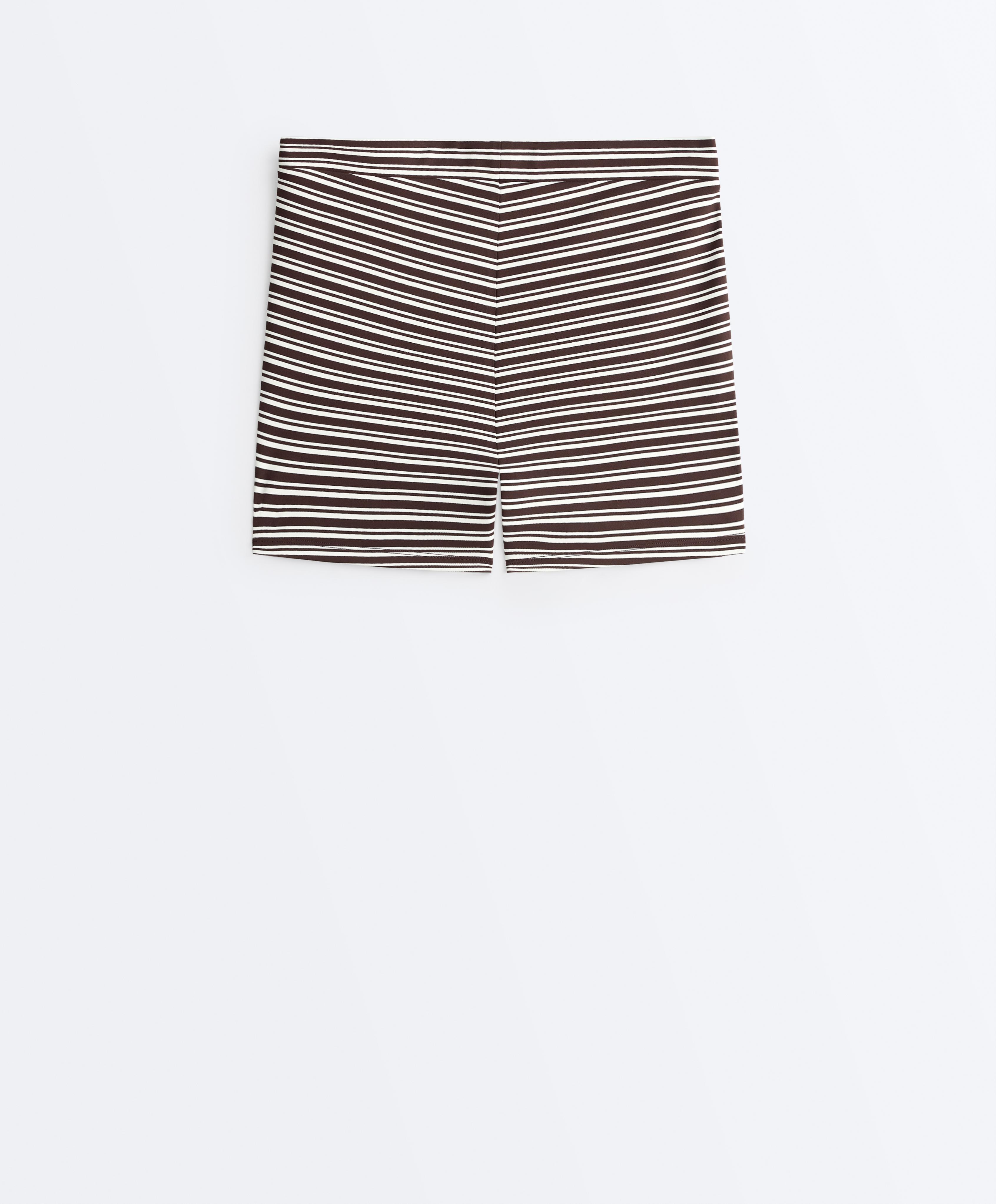 Comfortlux high-rise 5cm striped hot pants — DARK BROWN