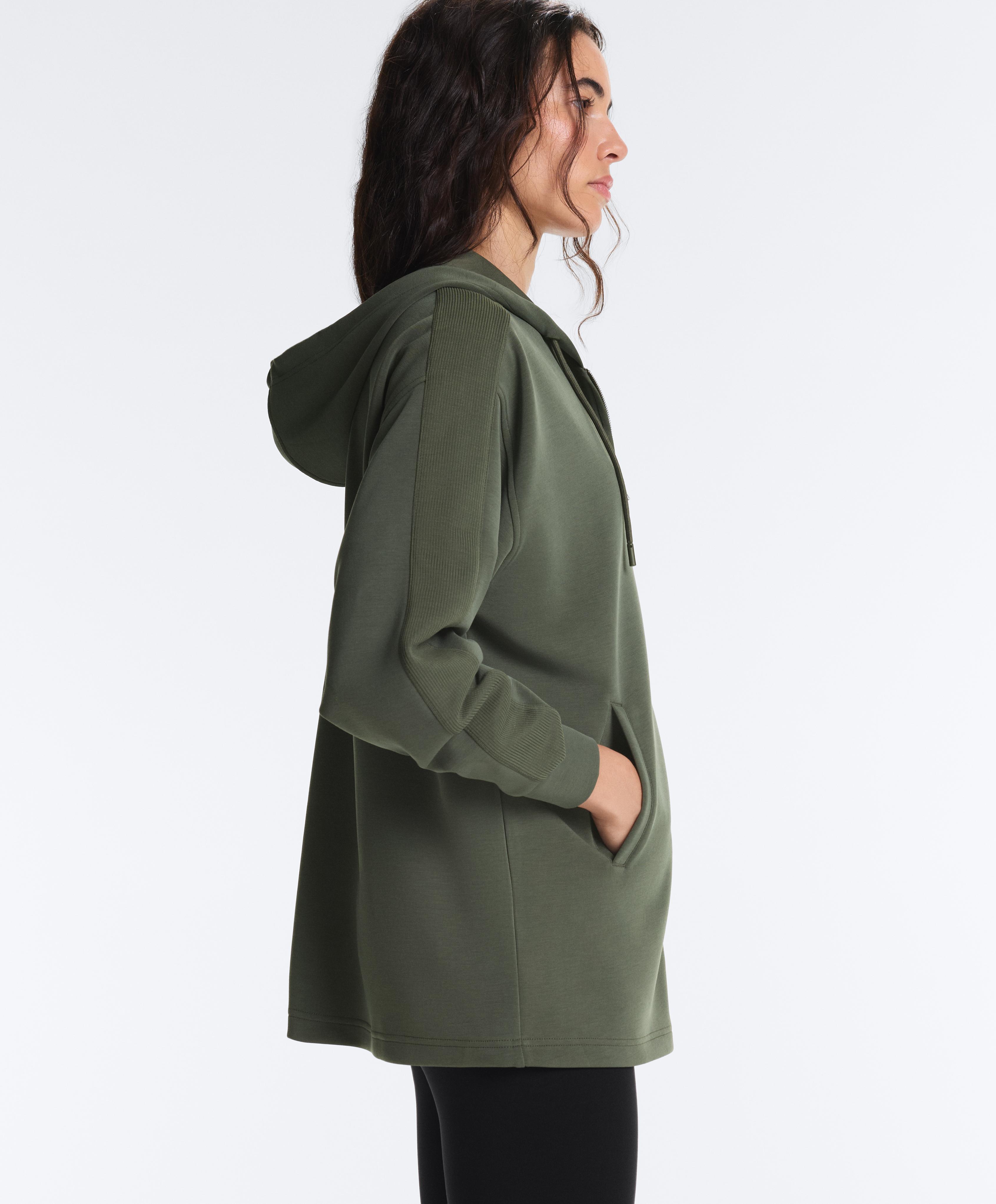 Long jacket with rib details and soft-touch modal Long jacket with rib details and soft-touch modal
