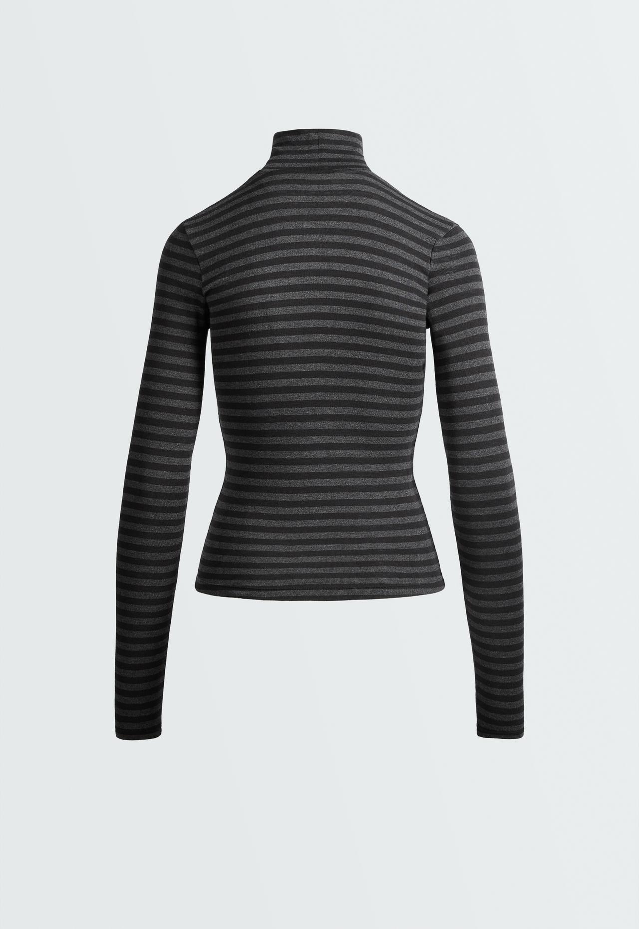 Base layer high-neck striped rib t-shirt — ANTHRACITE