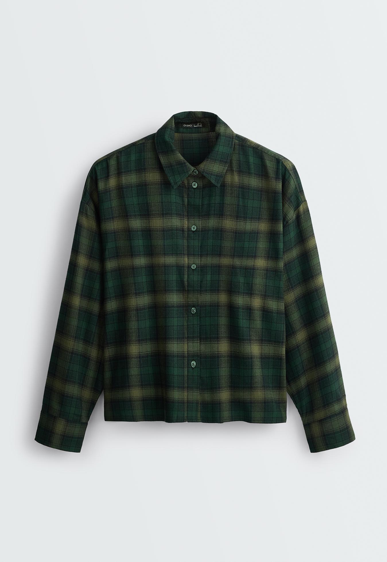 Checked cotton cropped shirt — EMERALD GREEN