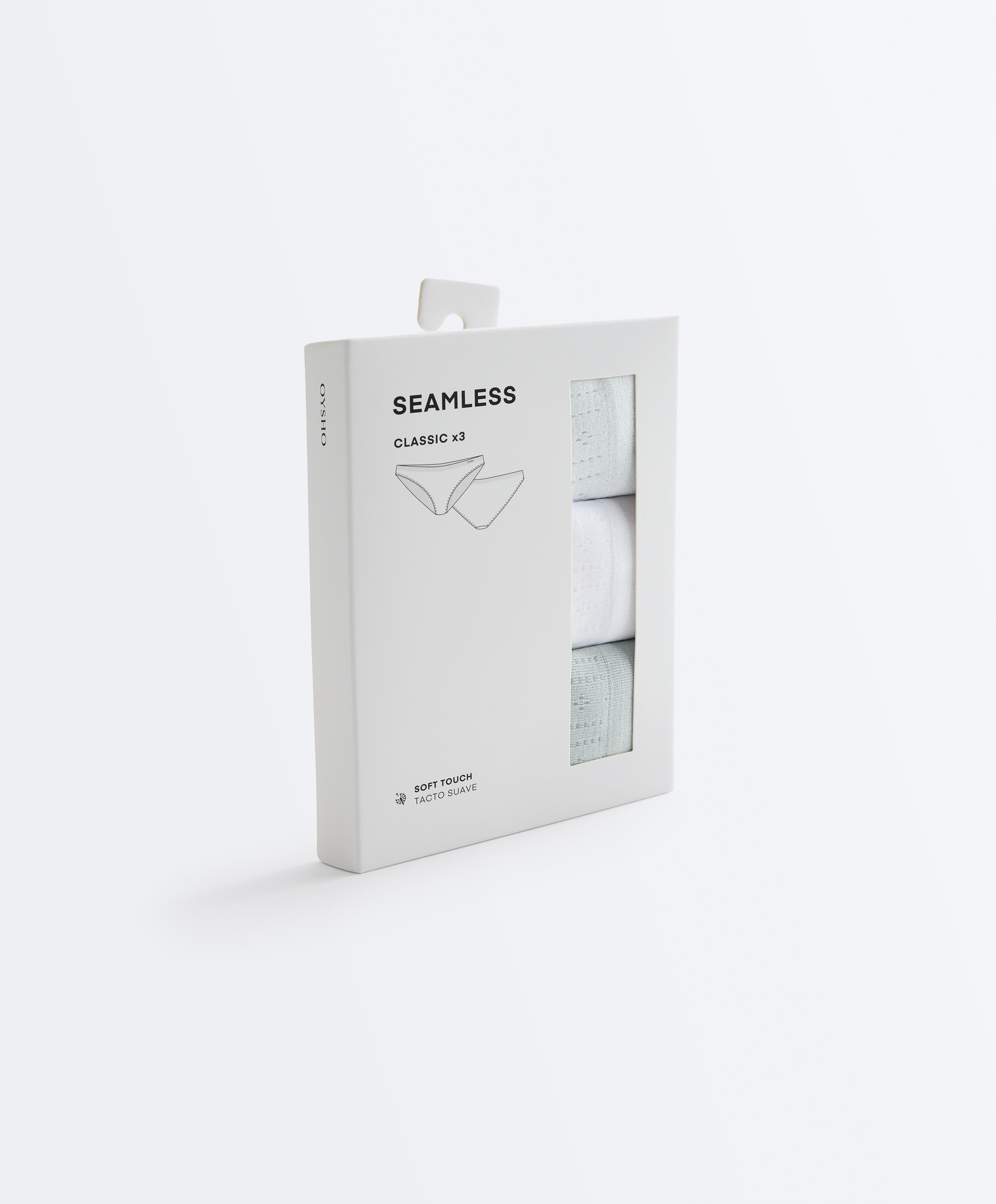 3 seamless soft-touch openwork classic briefs — AQUAMARINE