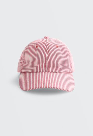 100% cotton striped cap — RED 1