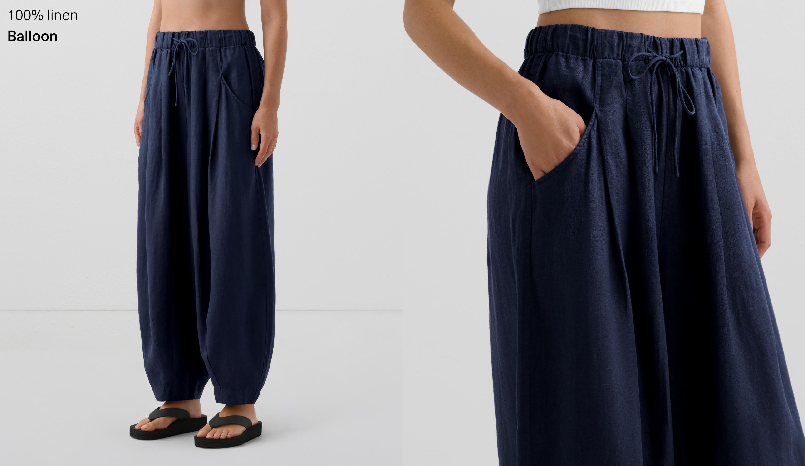 100% Linen balloon leg trousers