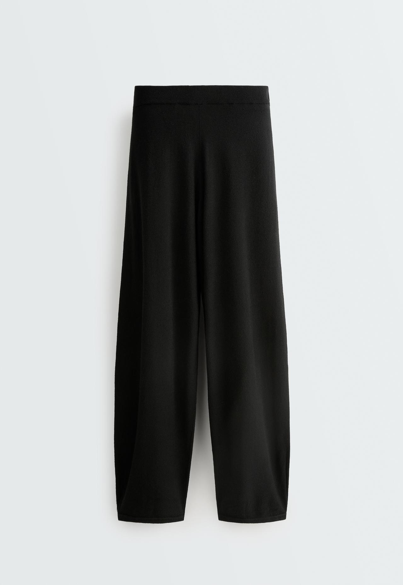 Balloon fluid-knit trousers — BLACK