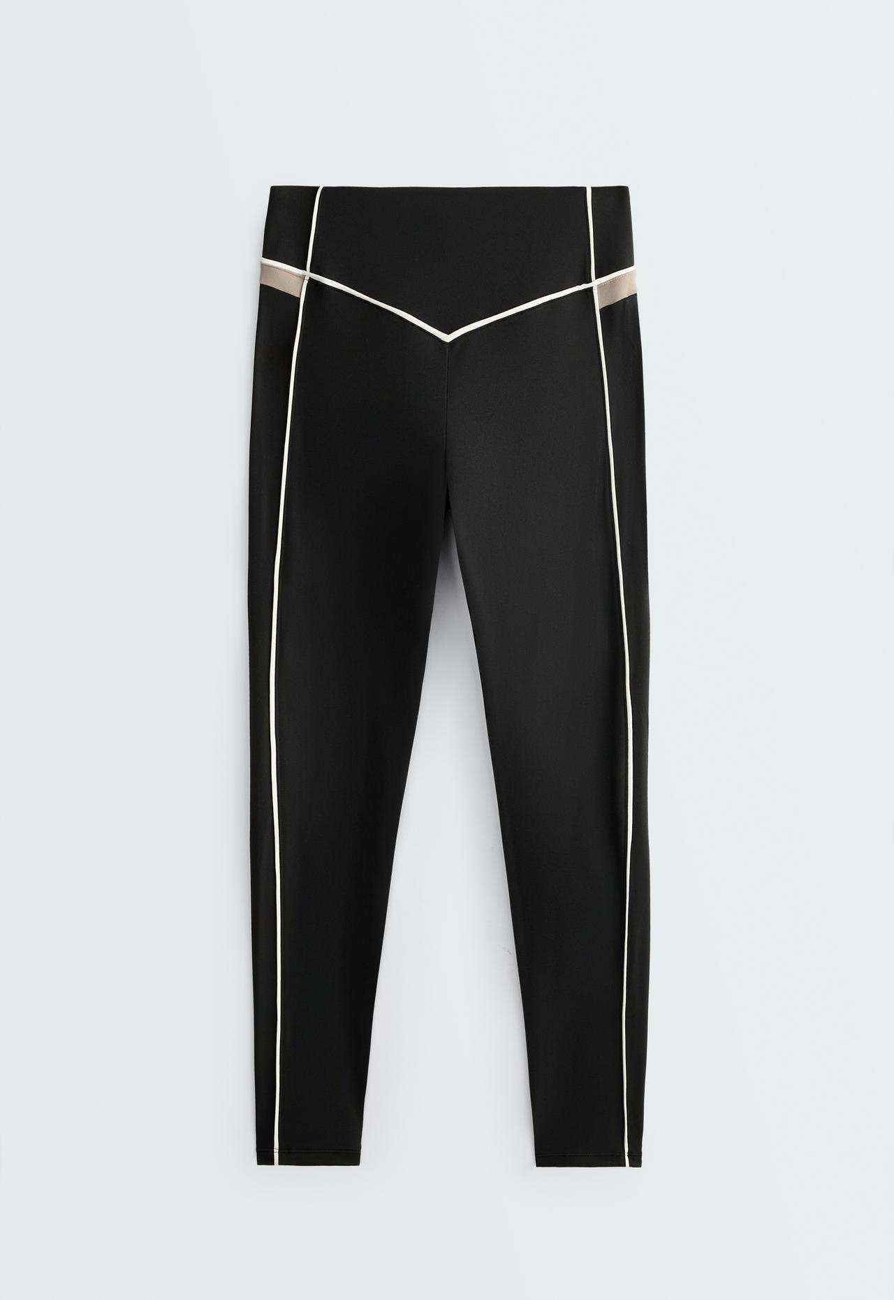 Comfortlux high-rise colour-block piping leggings — BLACK