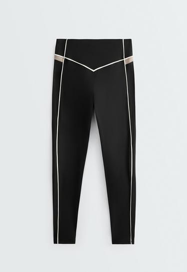 Comfortlux high-rise colour-block piping leggings — BLACK 6