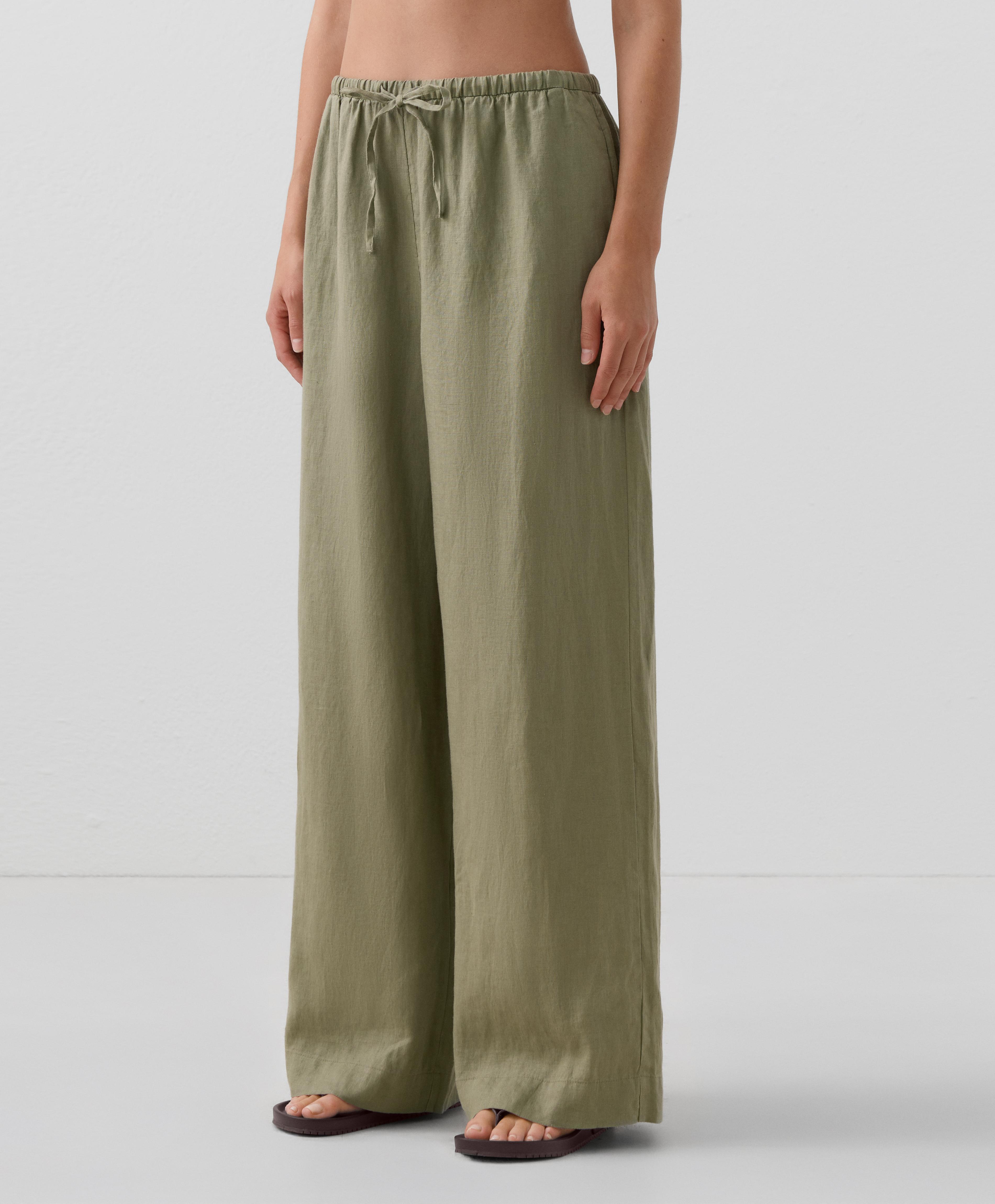 100% linen wide straight-leg trousers 100% linen wide straight-leg trousers