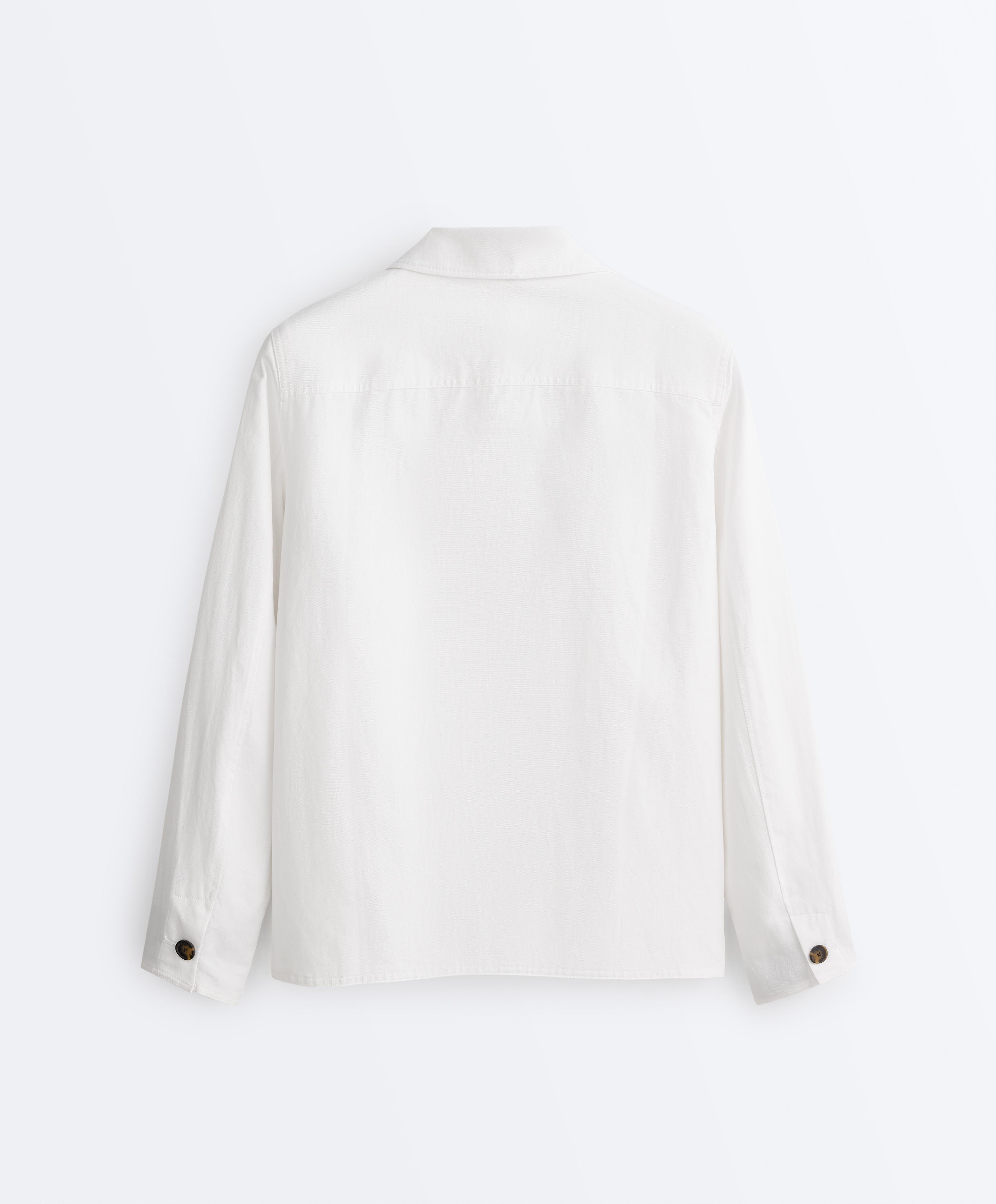 Cotton blend pocket jacket — WHITE