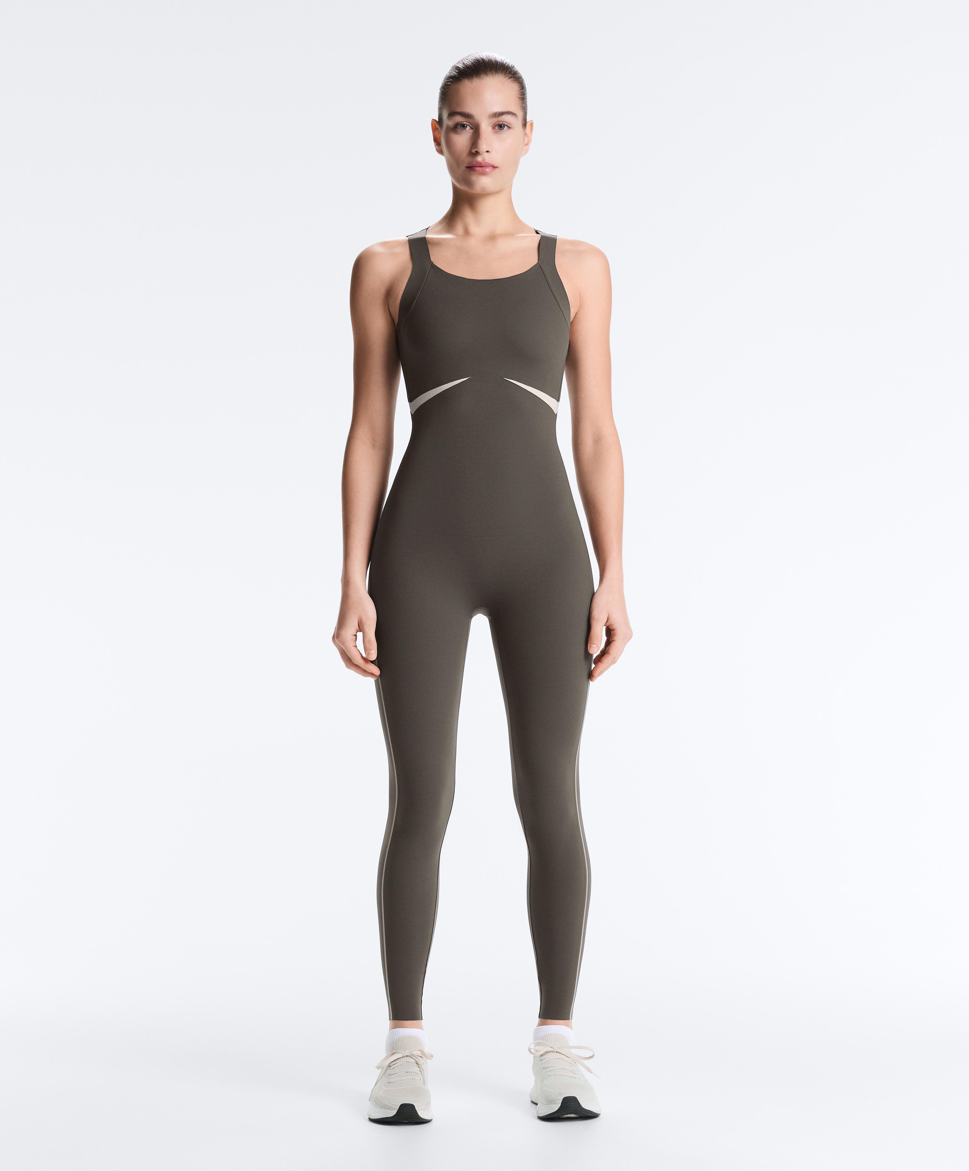 Compressive reflective jumpsuit — CHARCOAL GREY
