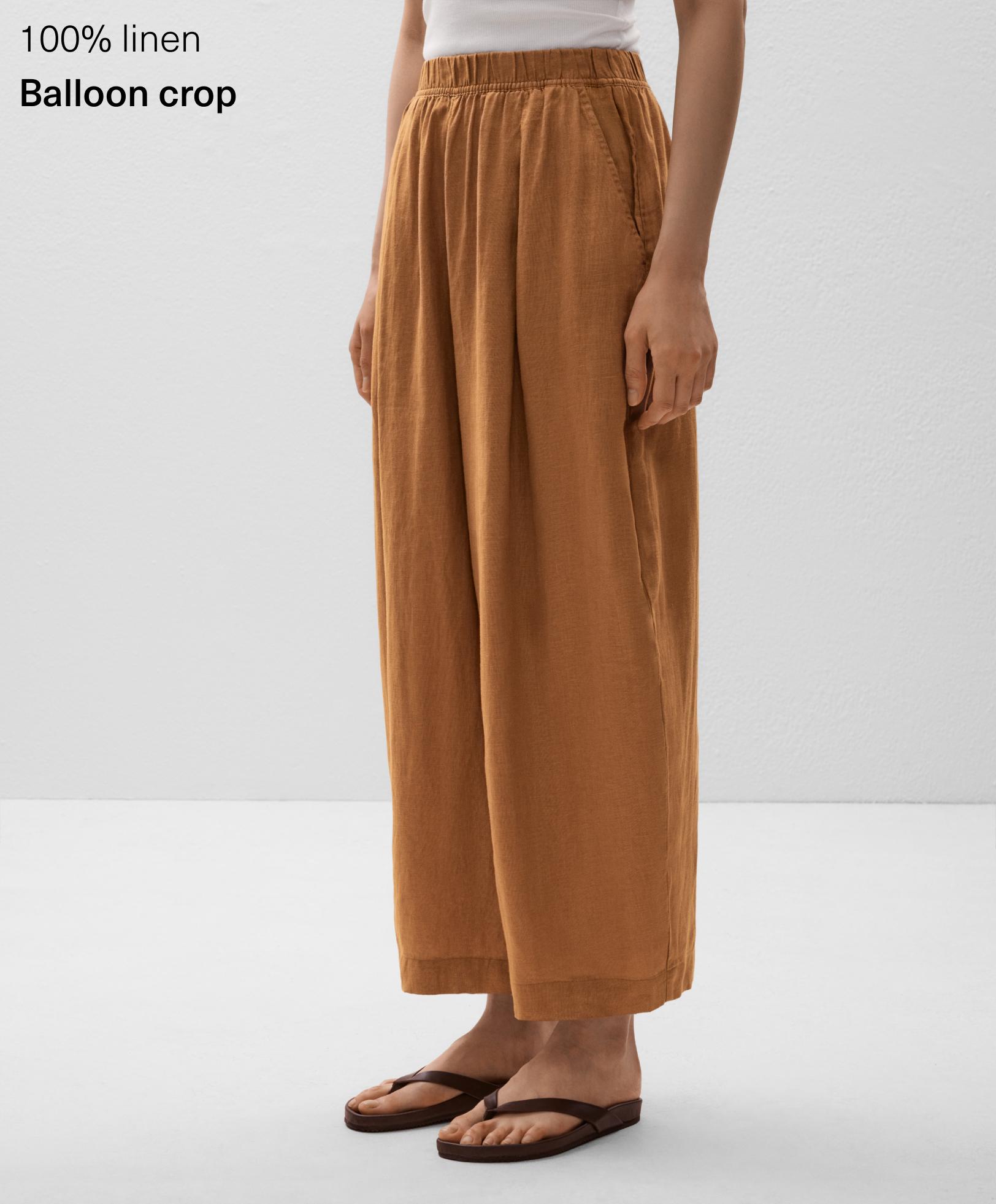 100% linen crop balloon trousers