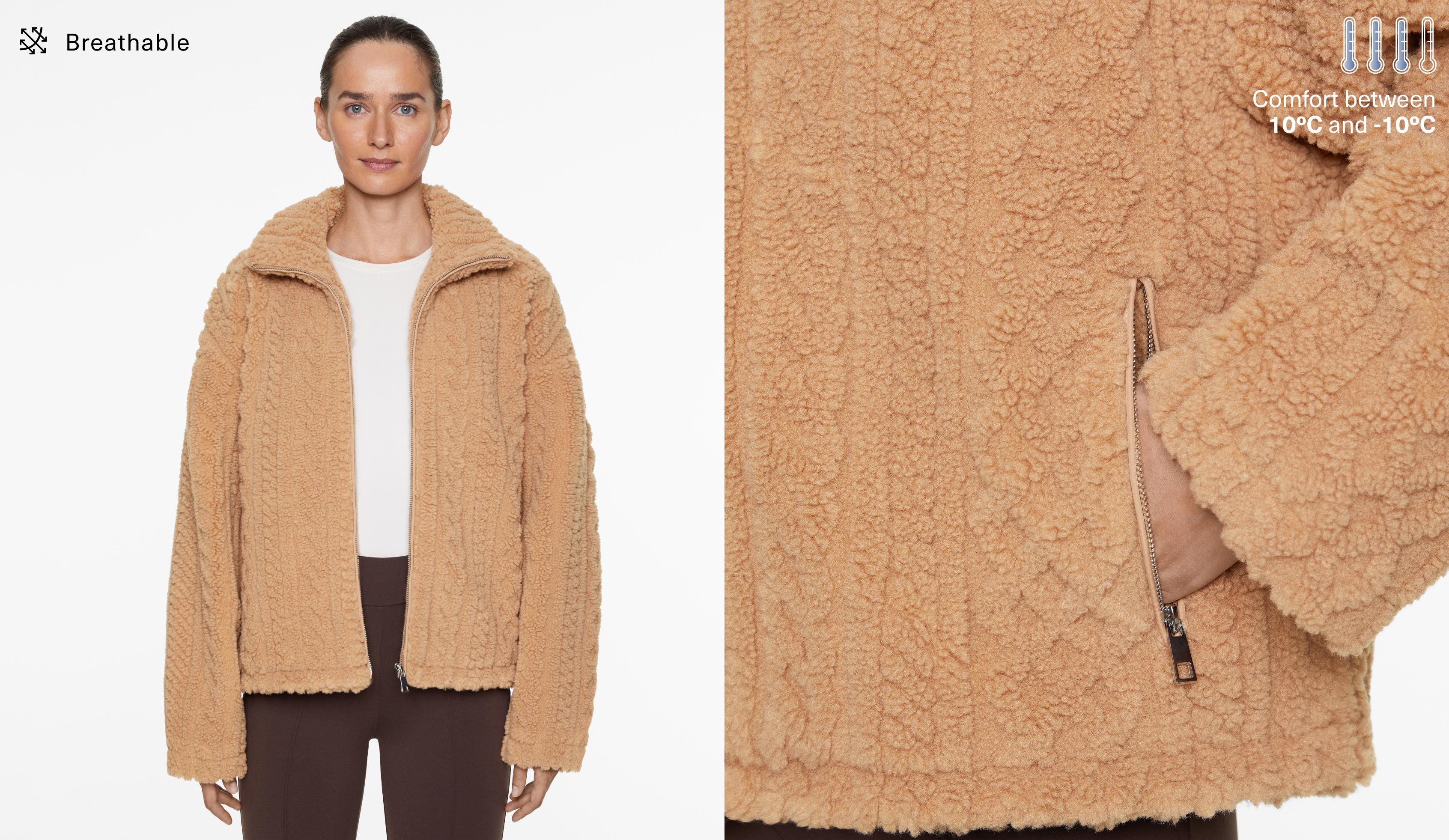 Cable-knit faux-shearling jacket