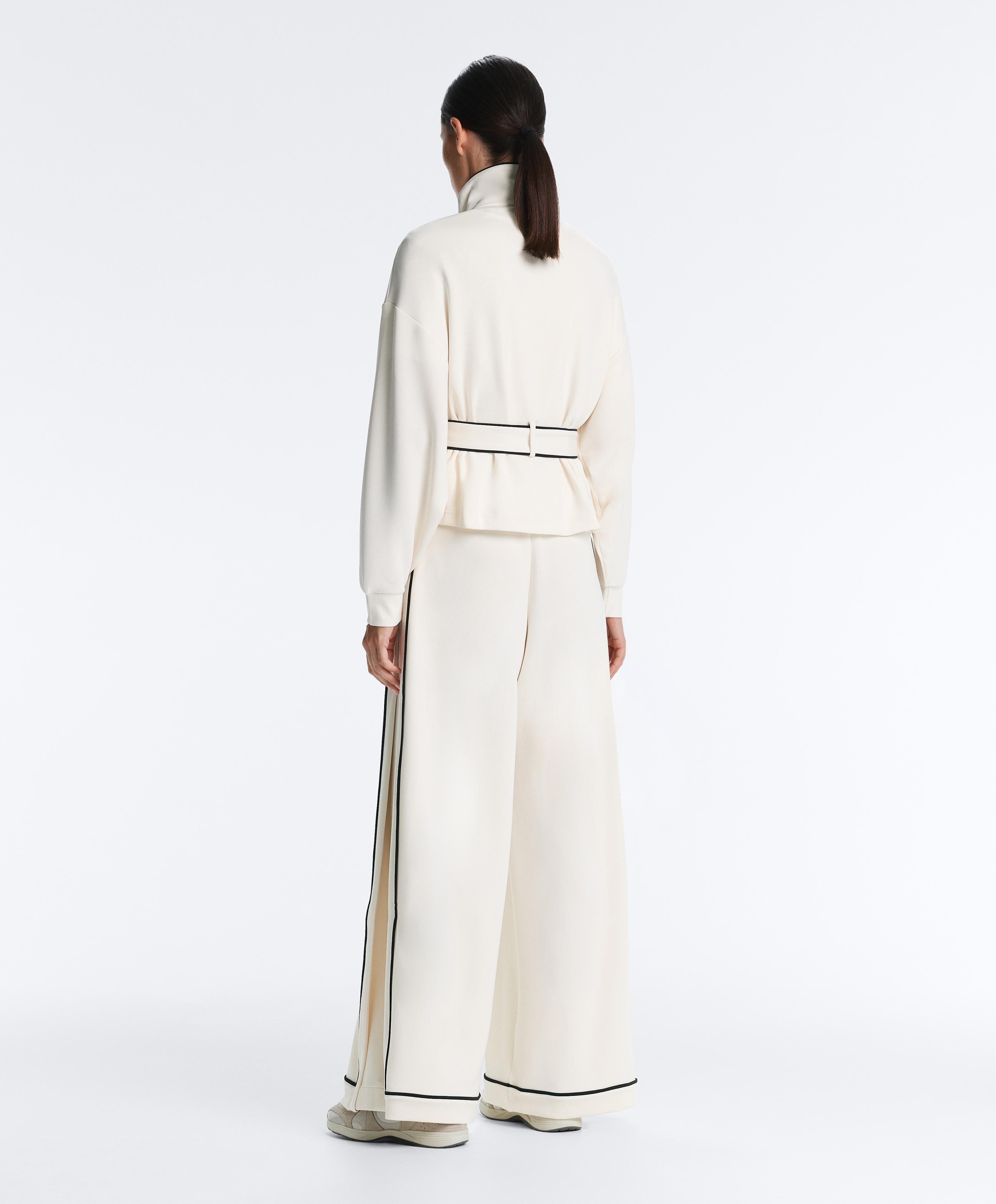 Piping jacket with soft-touch modal — PALE ECRU