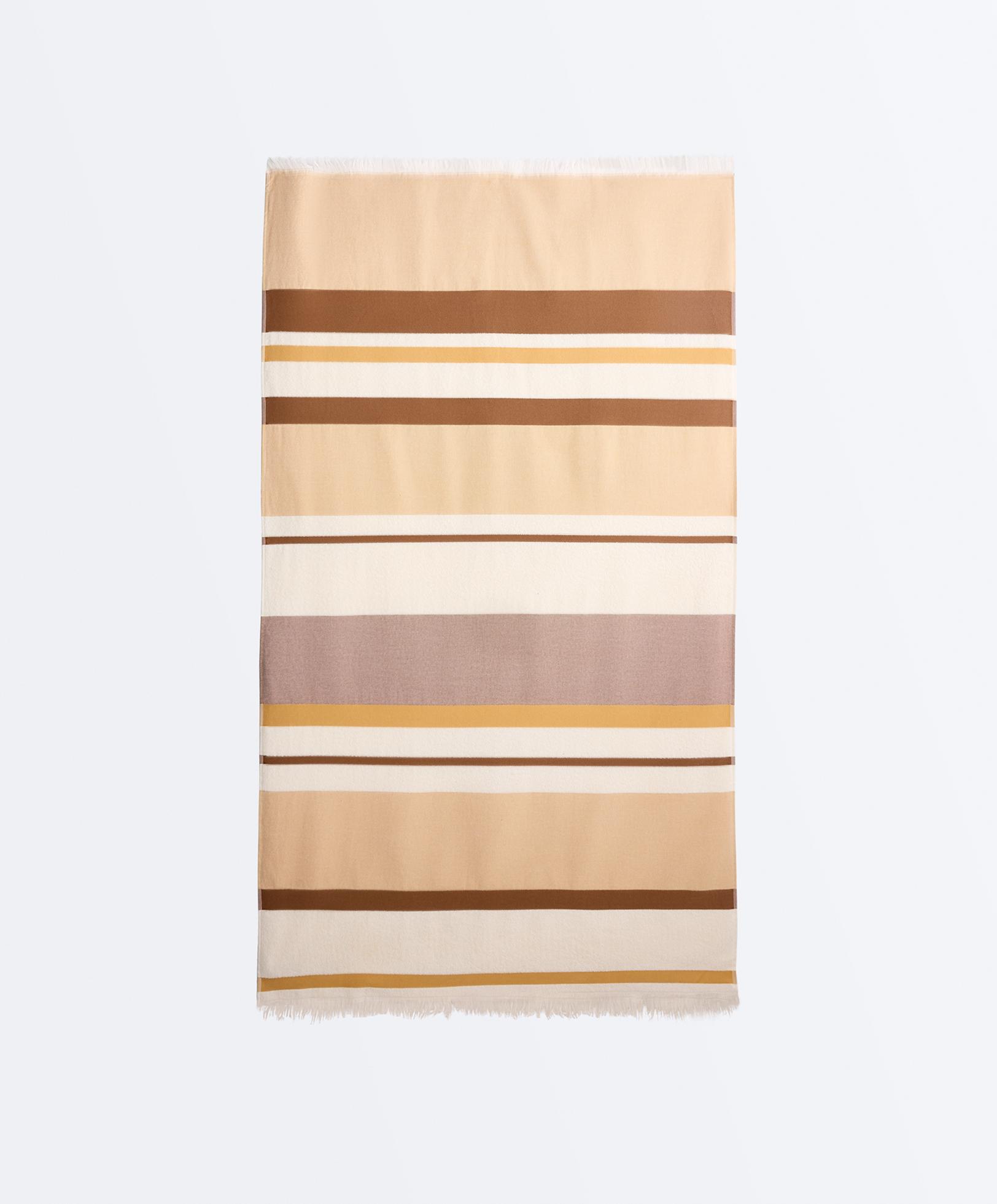 Striped 100% cotton towel — MUSTARD