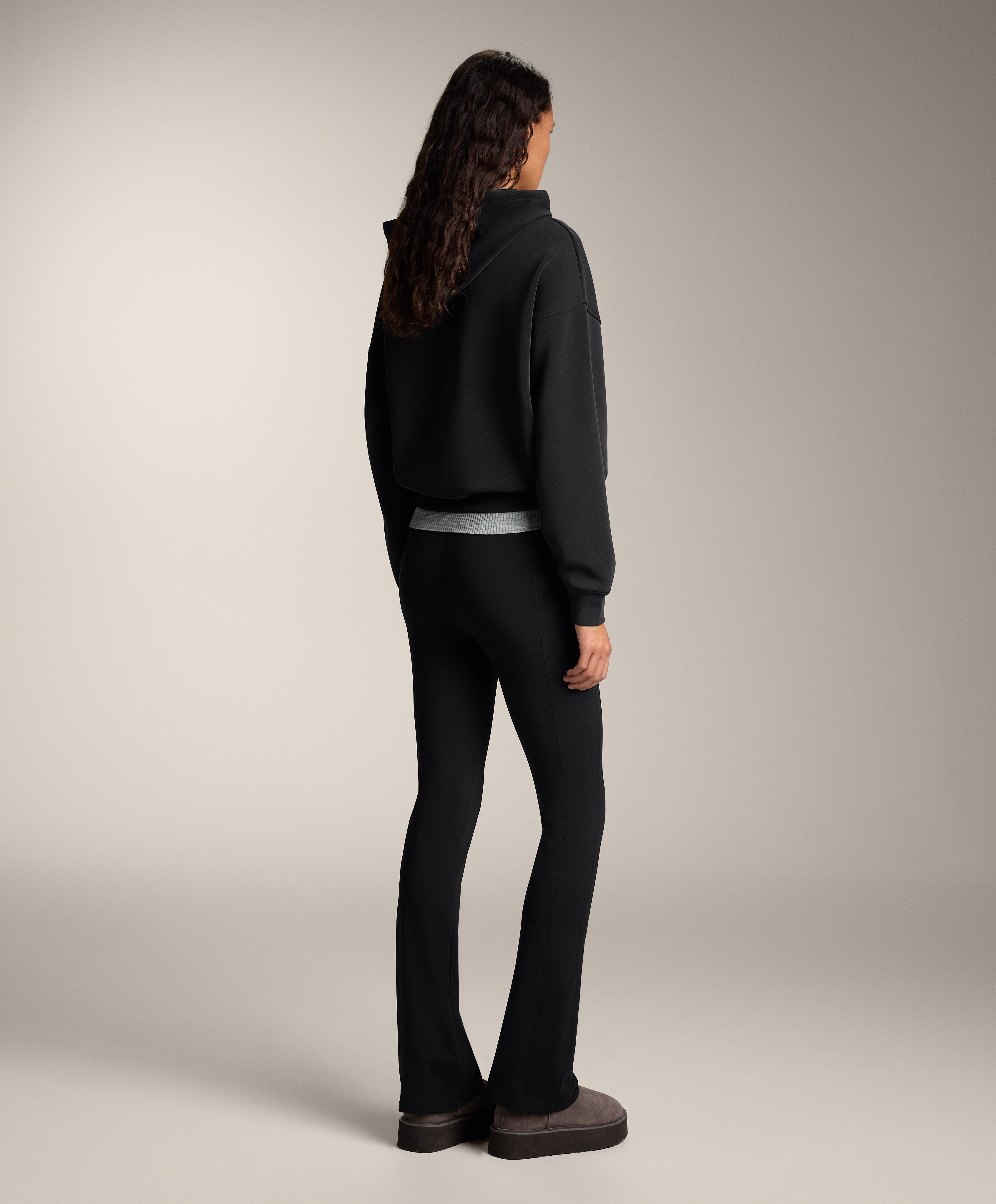 High rise warm flare trousers with pockets — BLACK