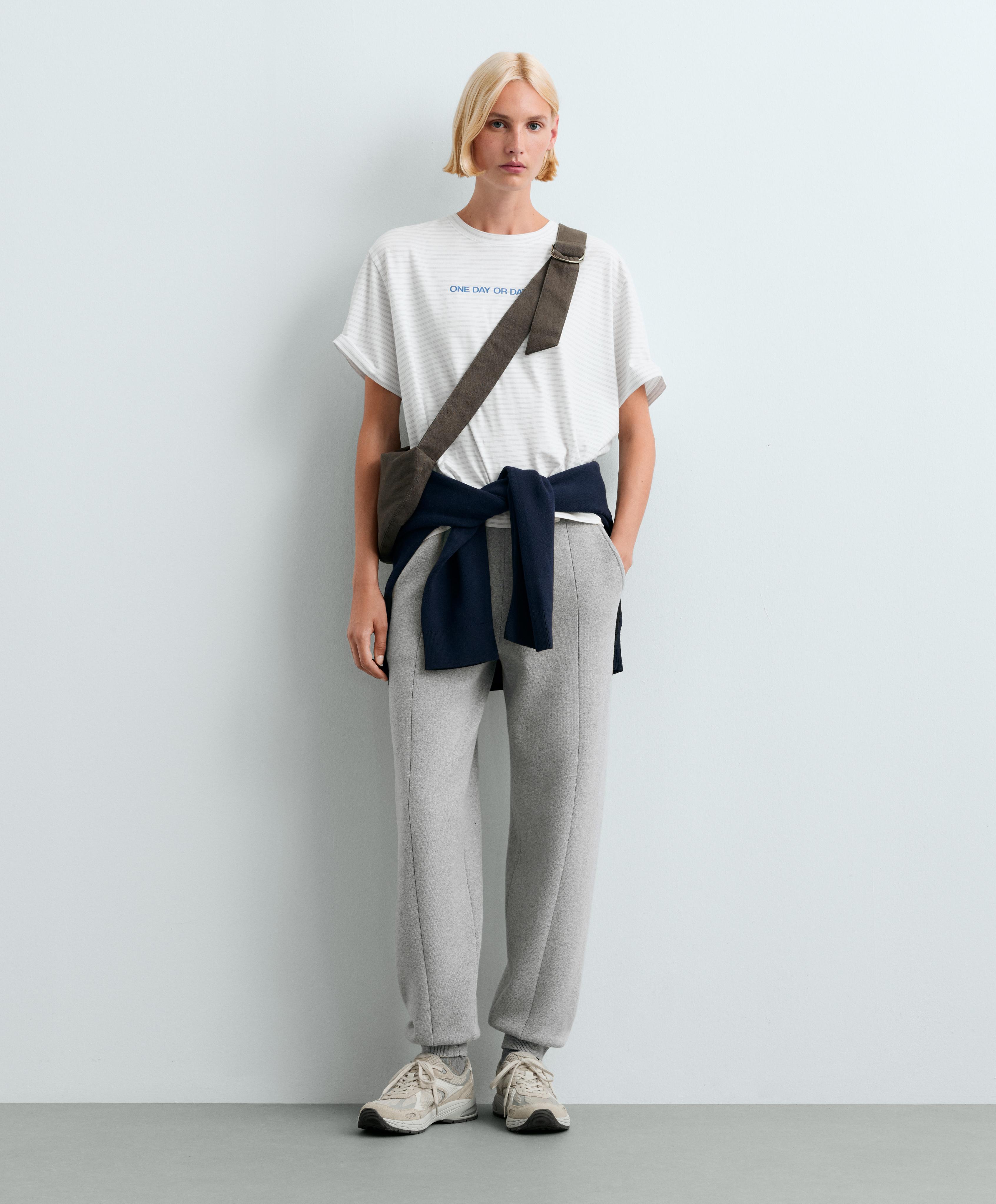 Cotton-blend knit joggers — PALE GREY