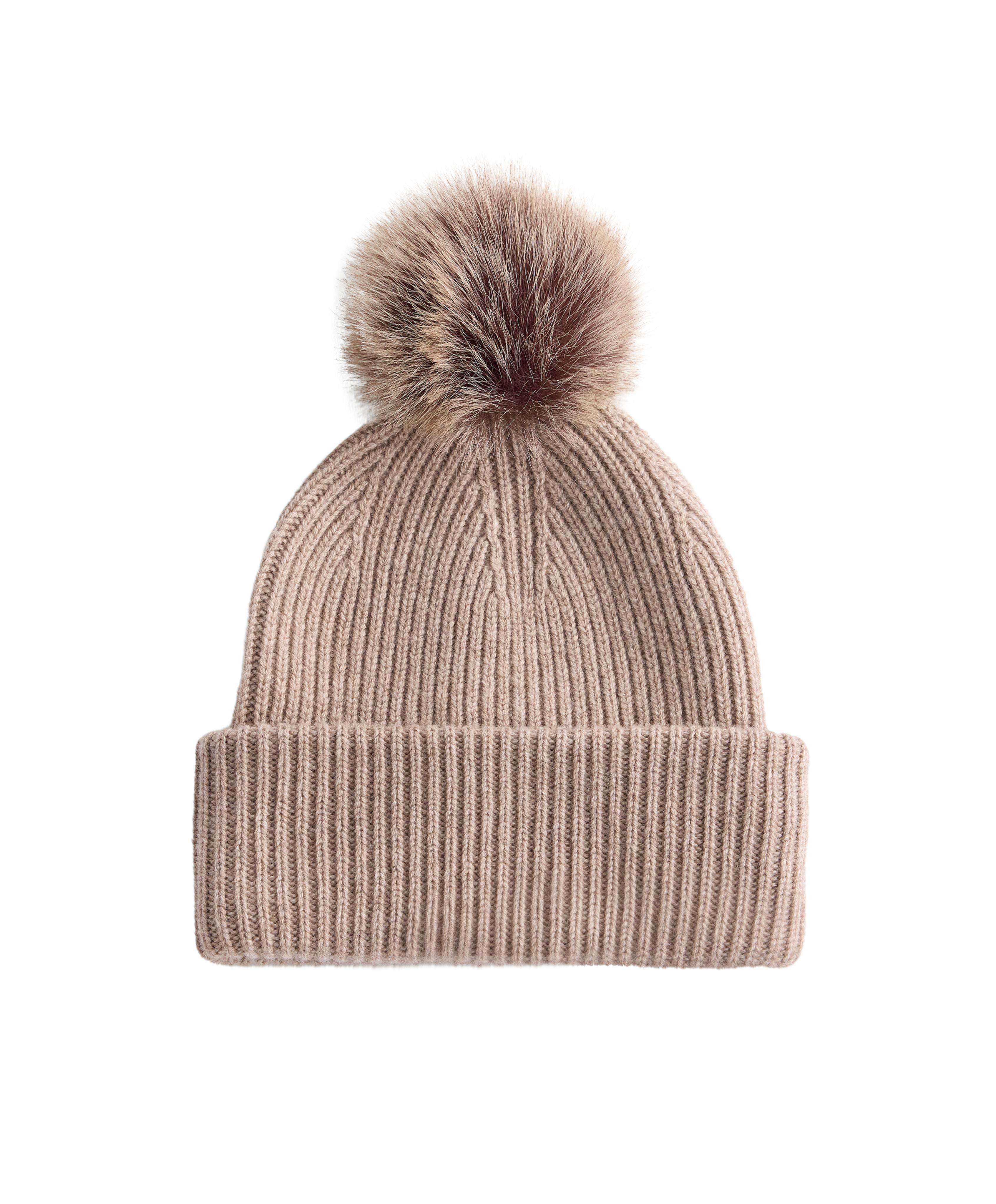 Wool blend knit pompom hat — SOFT MINK