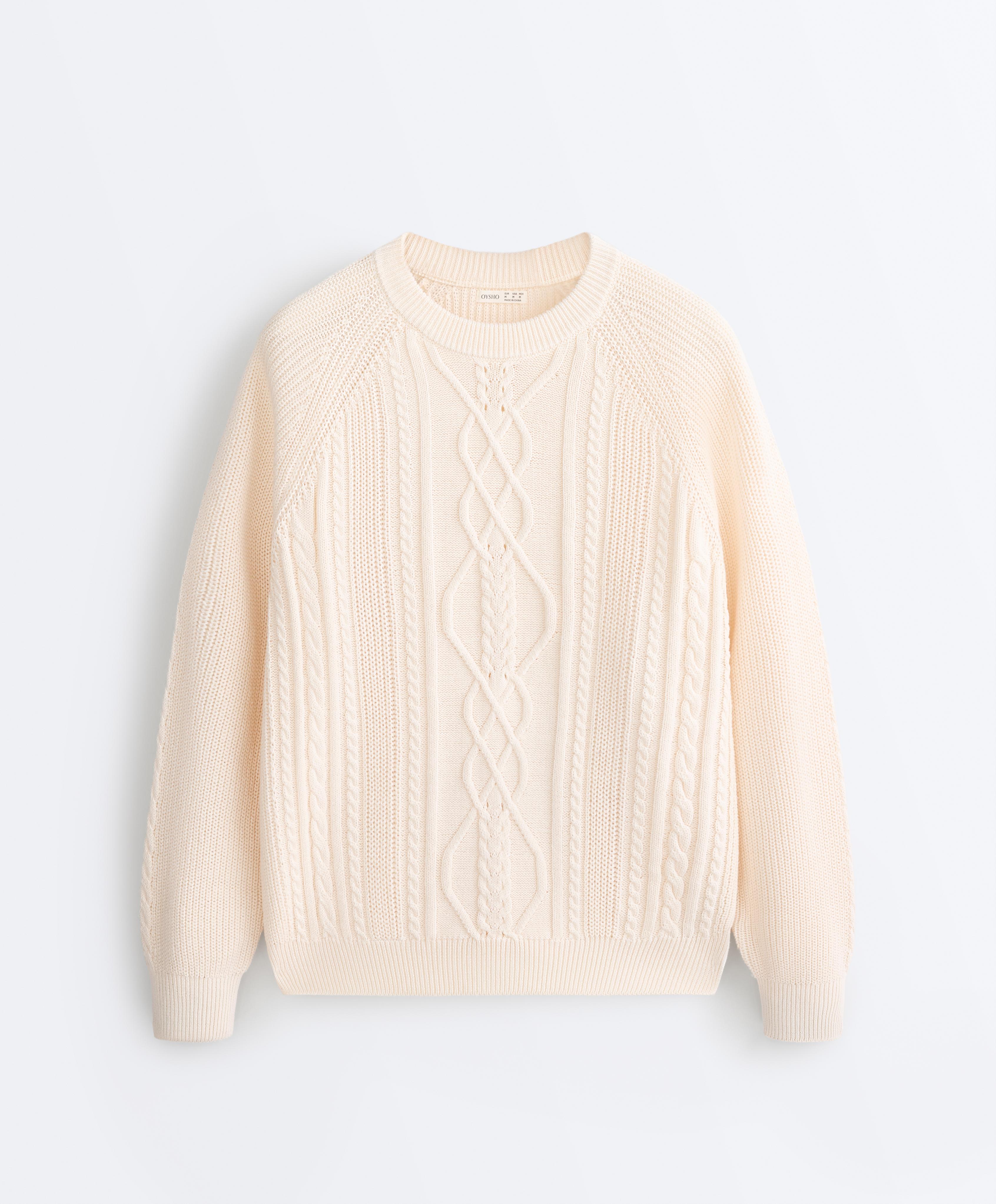 100% cotton cable knit jumper — ECRU