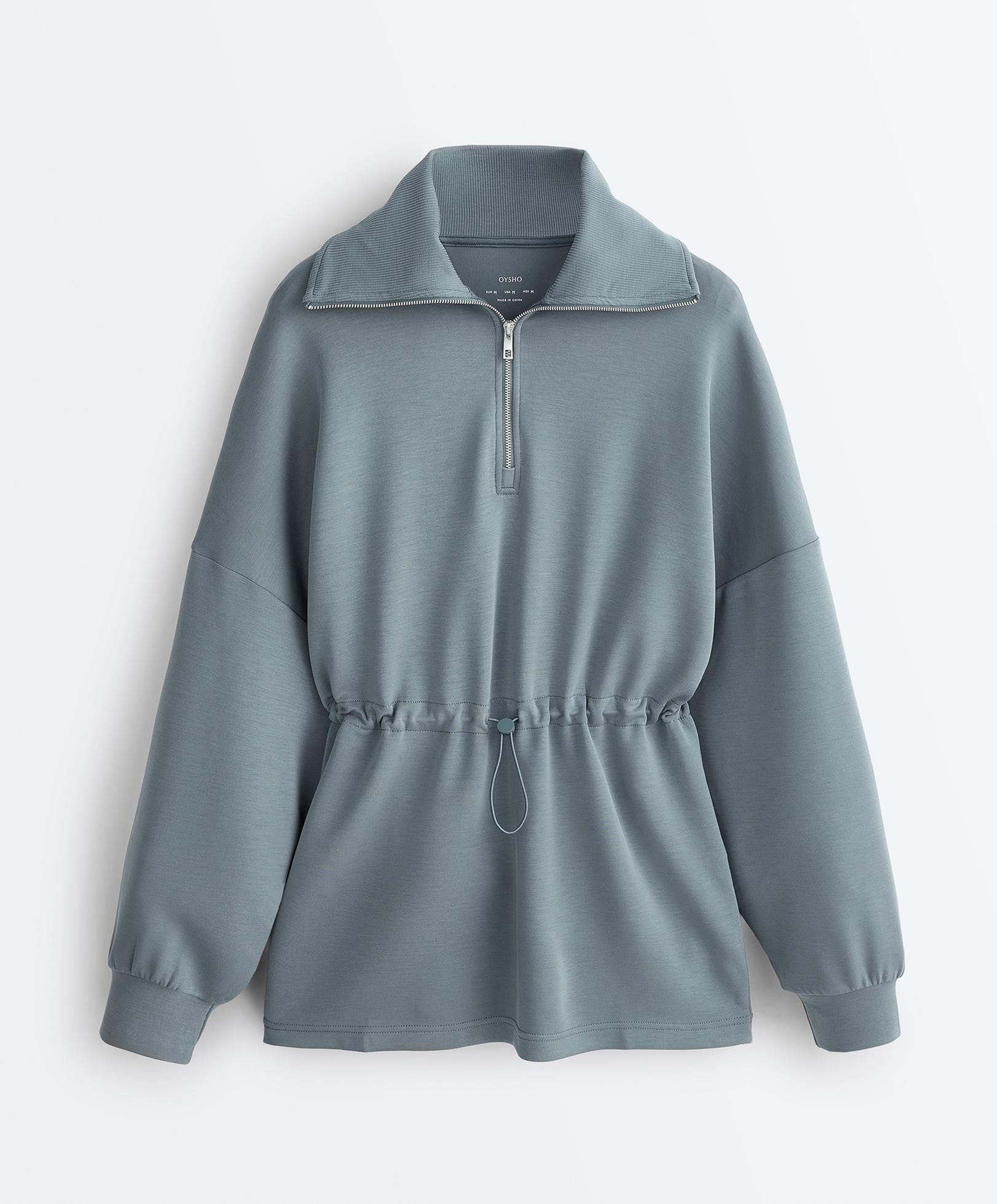 Half-zip sweatshirt with soft-touch modal — DARK GREY-BLUE
