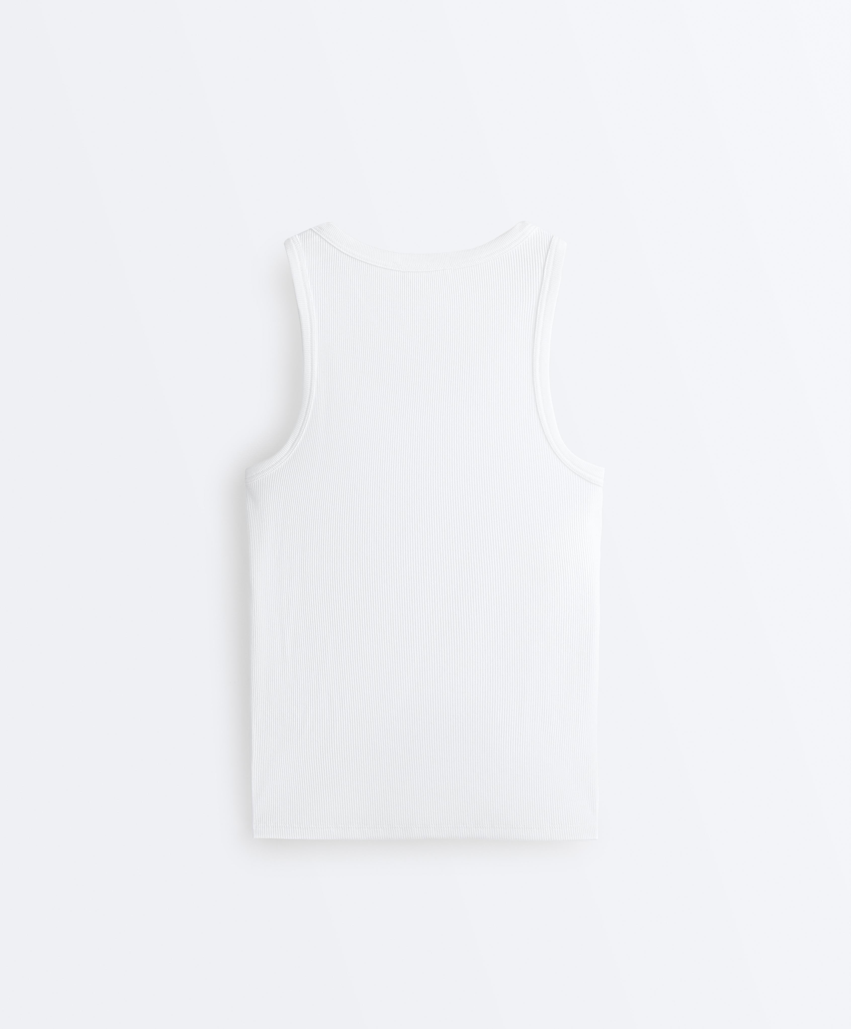 Slim-fit rib vest top with cotton and modal — WHITE