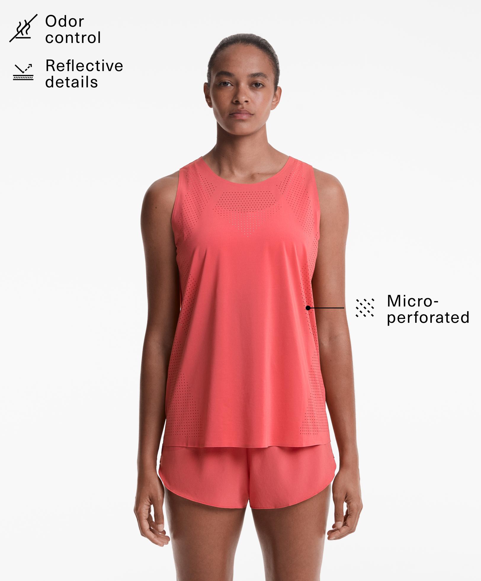 Microperforated technical sleeveless T-shirt