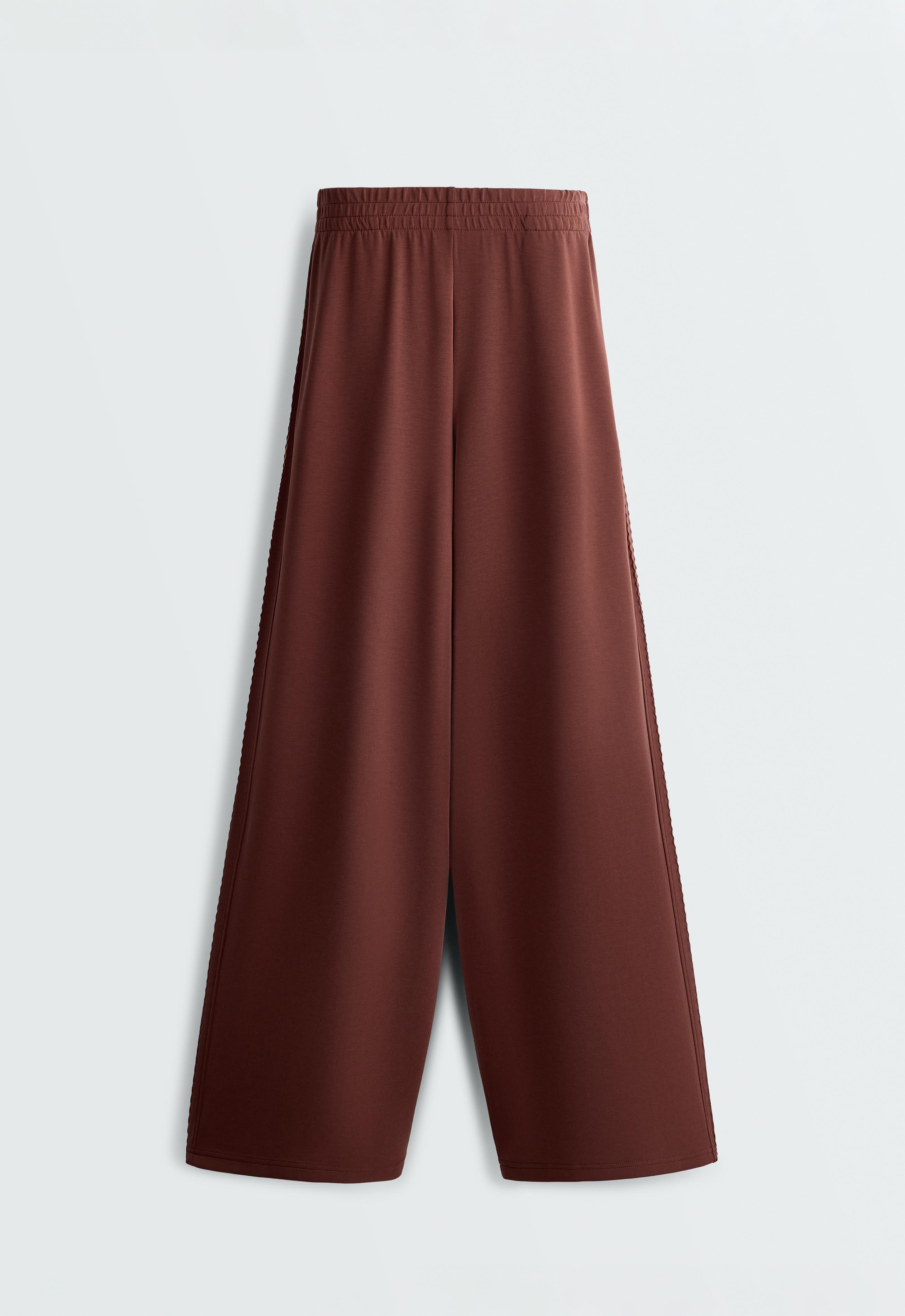 Straight-leg trousers with soft-touch modal — TERRACOTTA