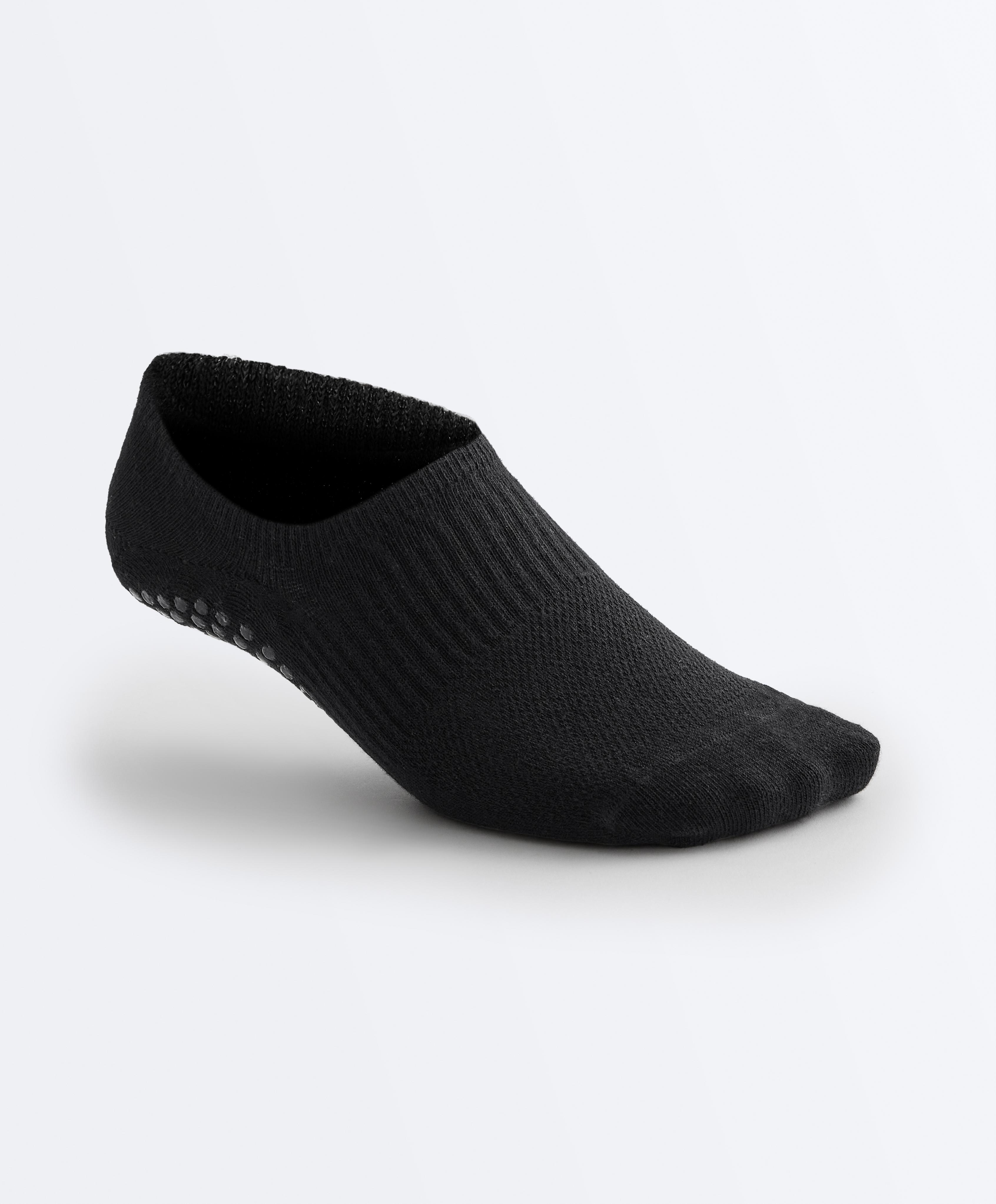 2 pairs of cotton blend yoga and Pilates socks — BLACK
