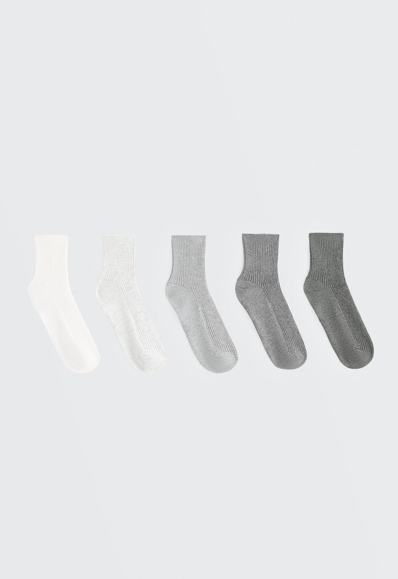 5 pairs of quarter socks with cotton — PALE GREY MELANGE