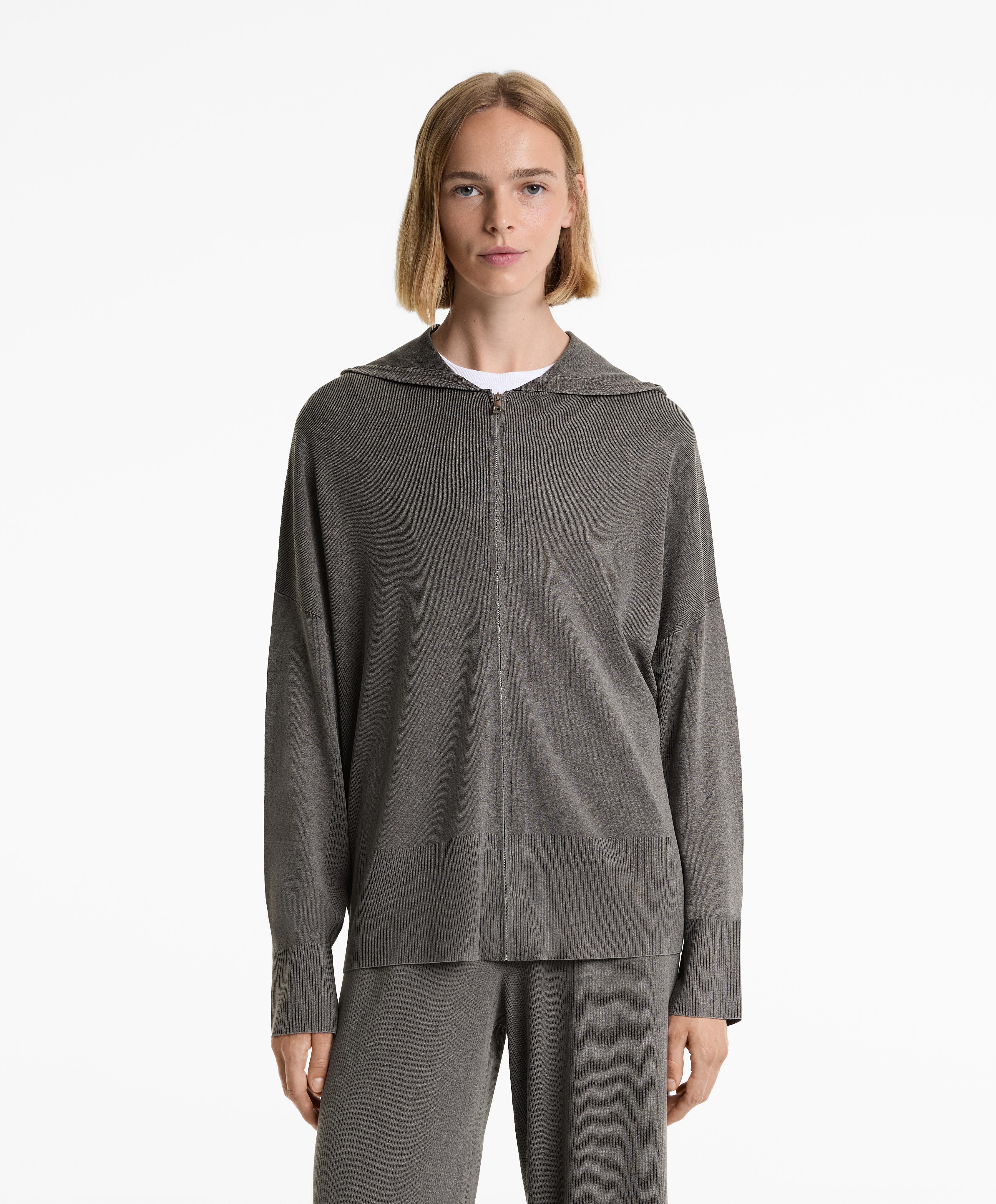 Long washed knit jacket