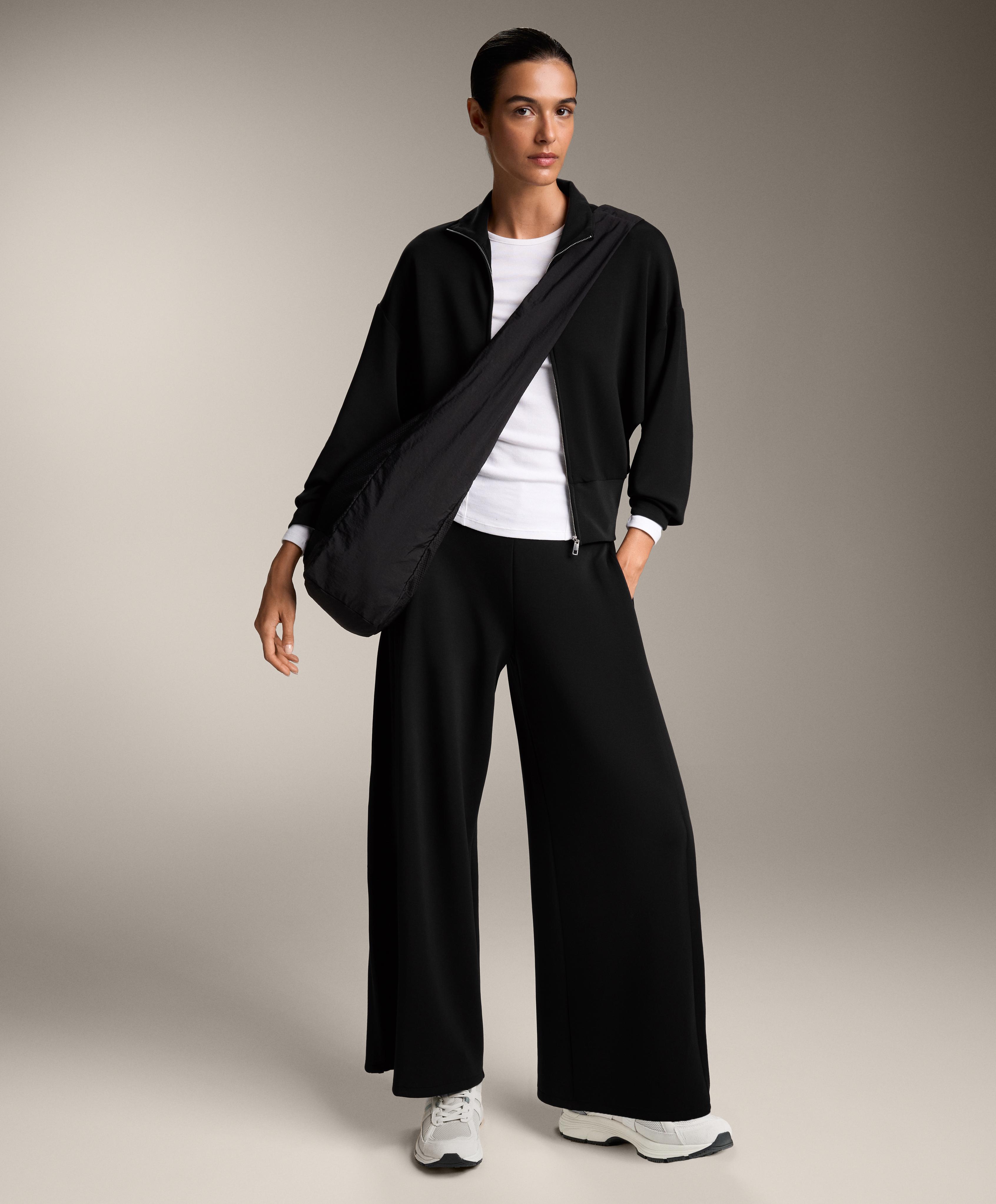 Pantalón wide leg pliegue lateral con modal tacto suave