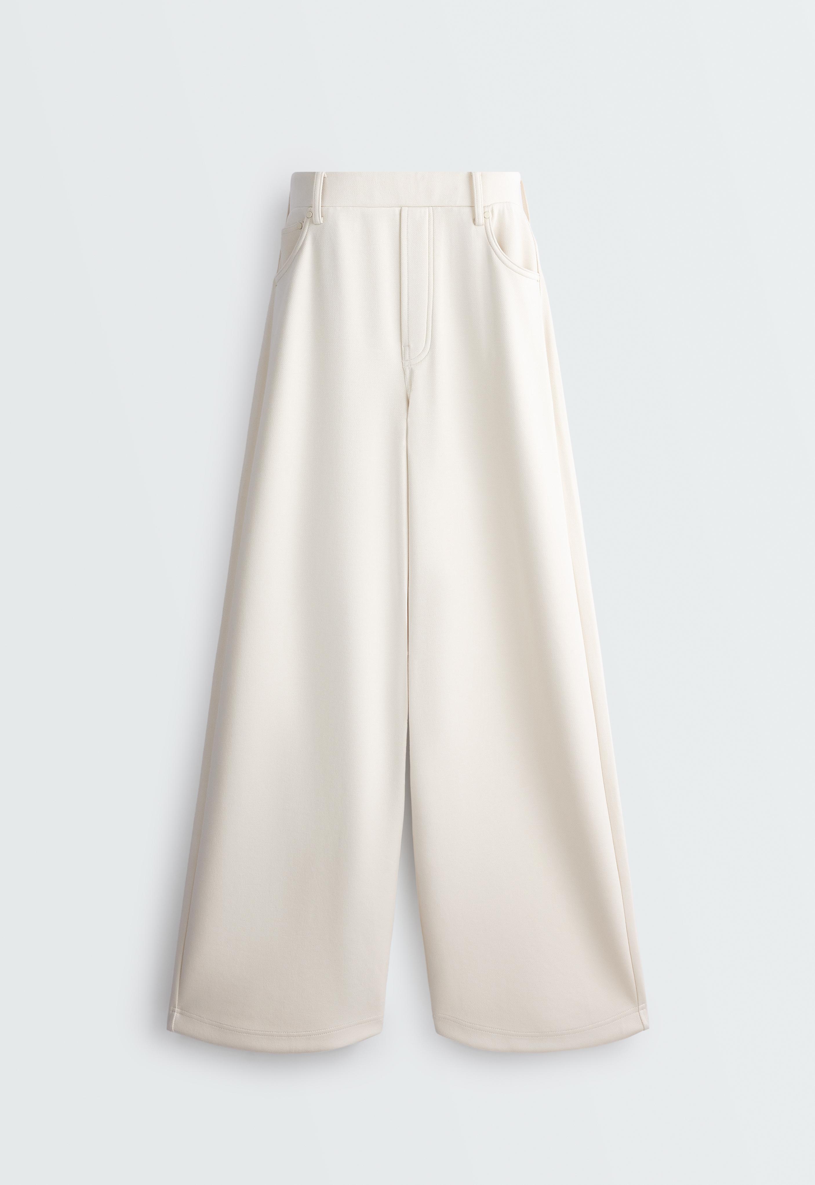 5-pocket wide-leg trousers — PALE ECRU