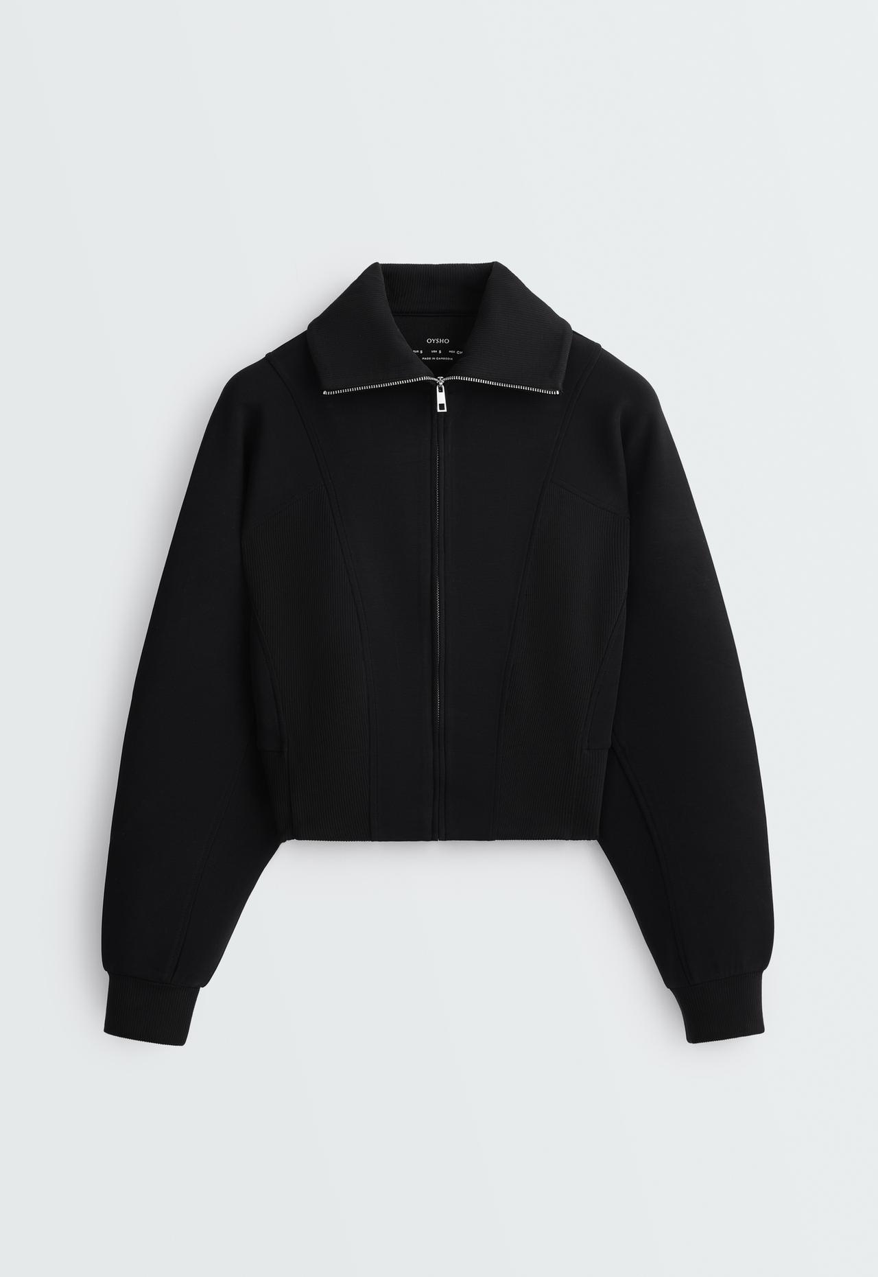 Fitted brushed modal jacket — BLACK