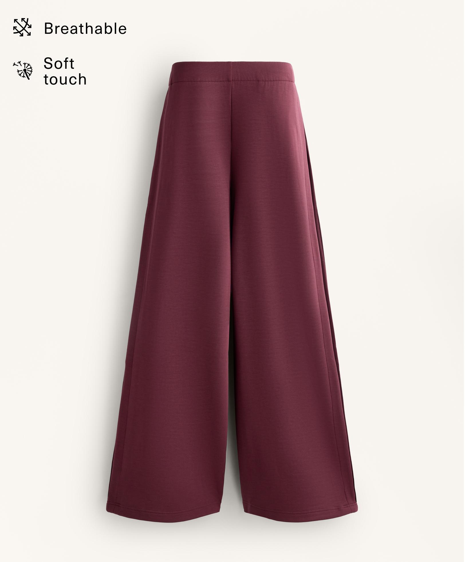 Cocoon trousers with modal side pleat — MAROON