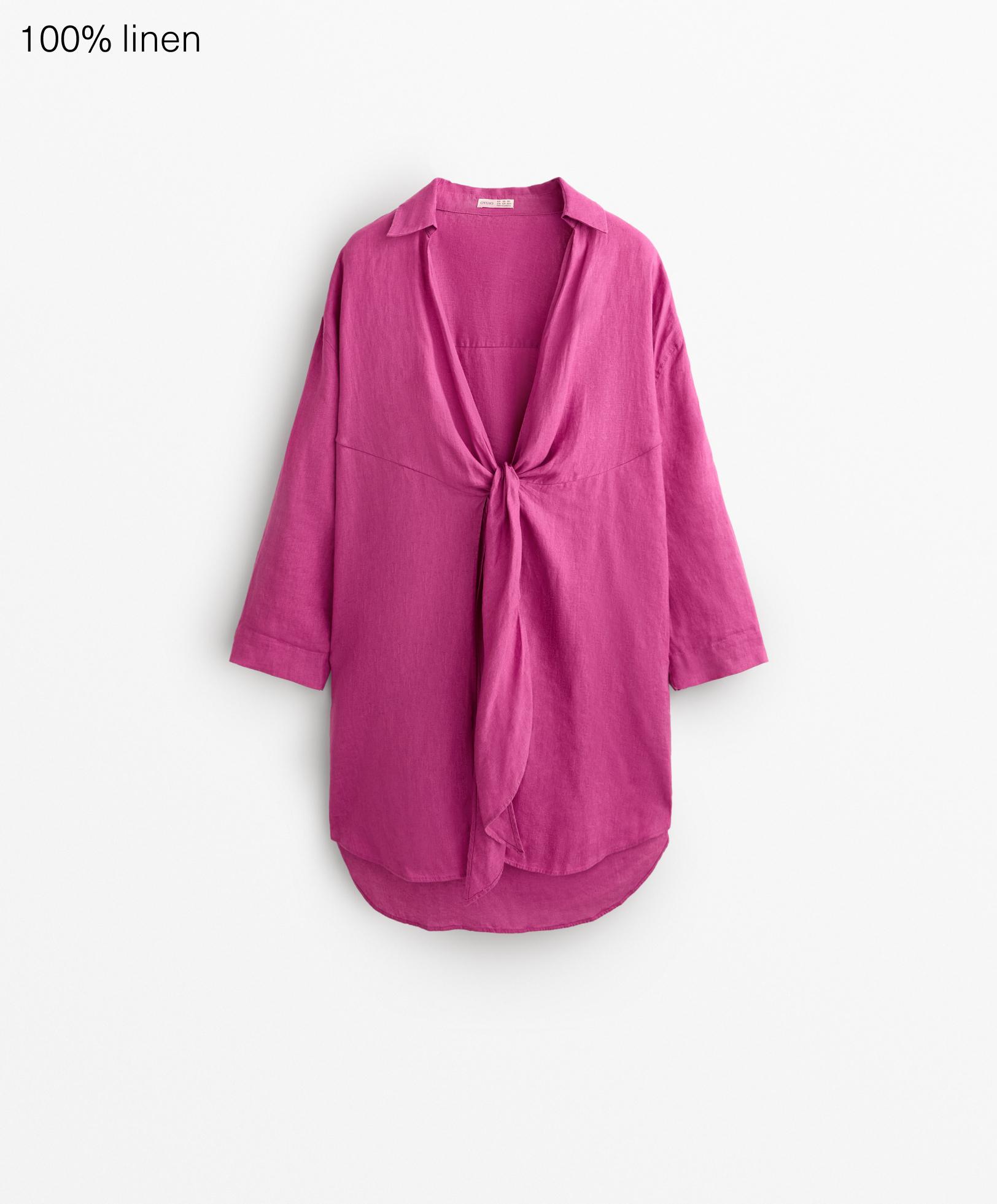 Long-sleeved knot tunic. Fabric made with 100% linen.
