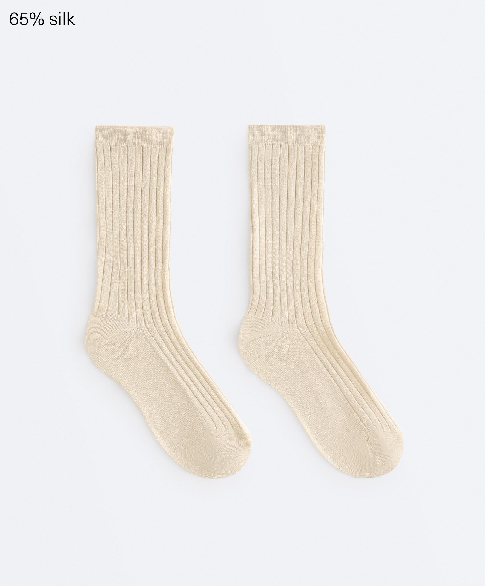 Classic Rib silk blend sock — PALE YELLOW