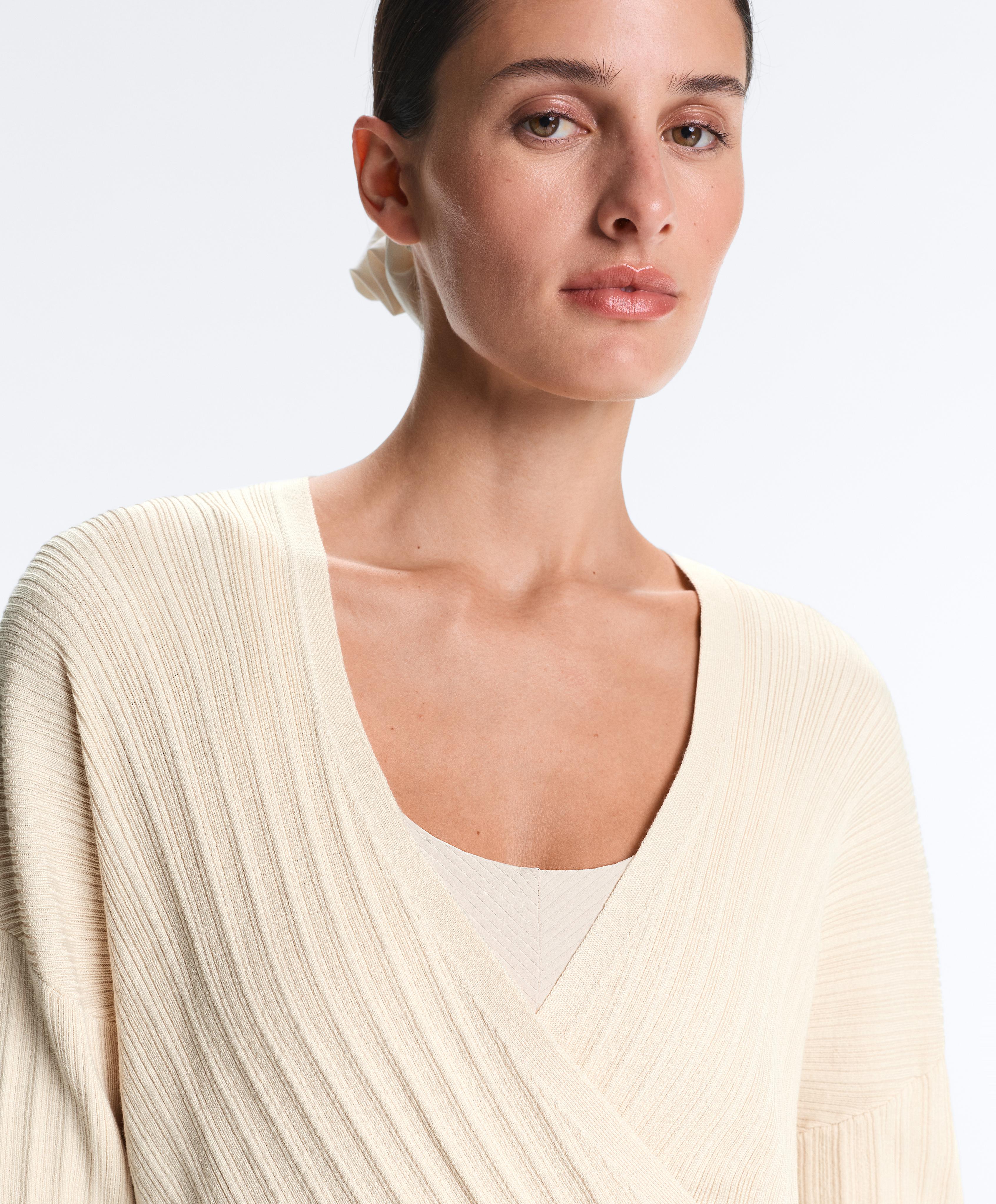 Crossed rib knit jumper — PLASTER