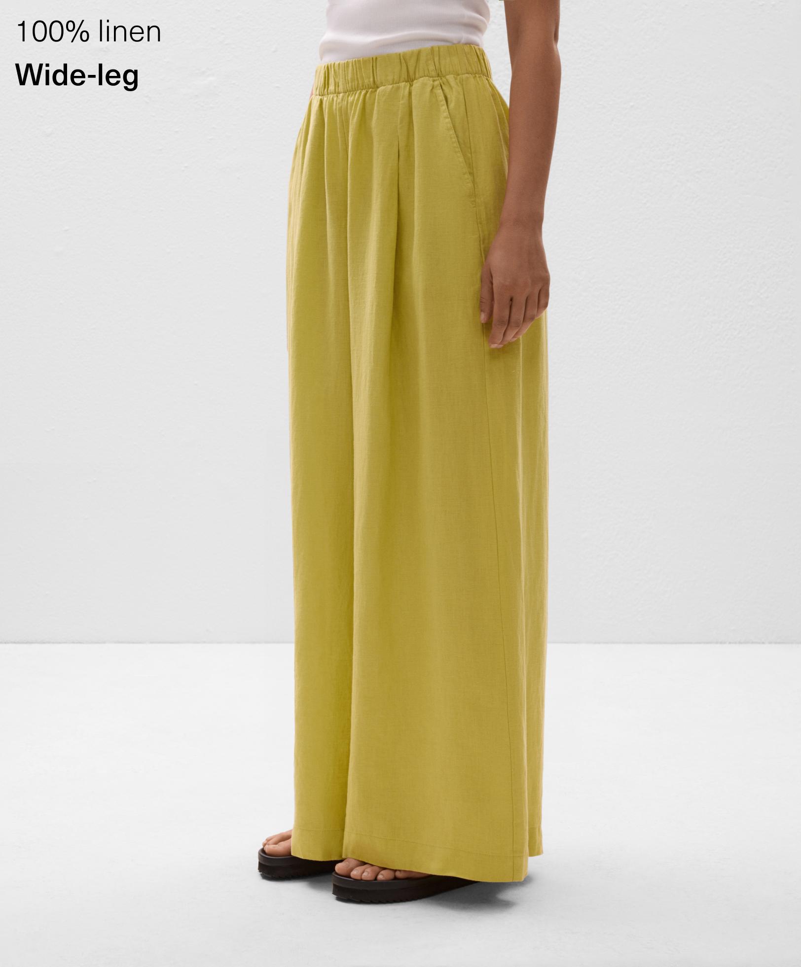 100% linen wide-leg trousers - Sale