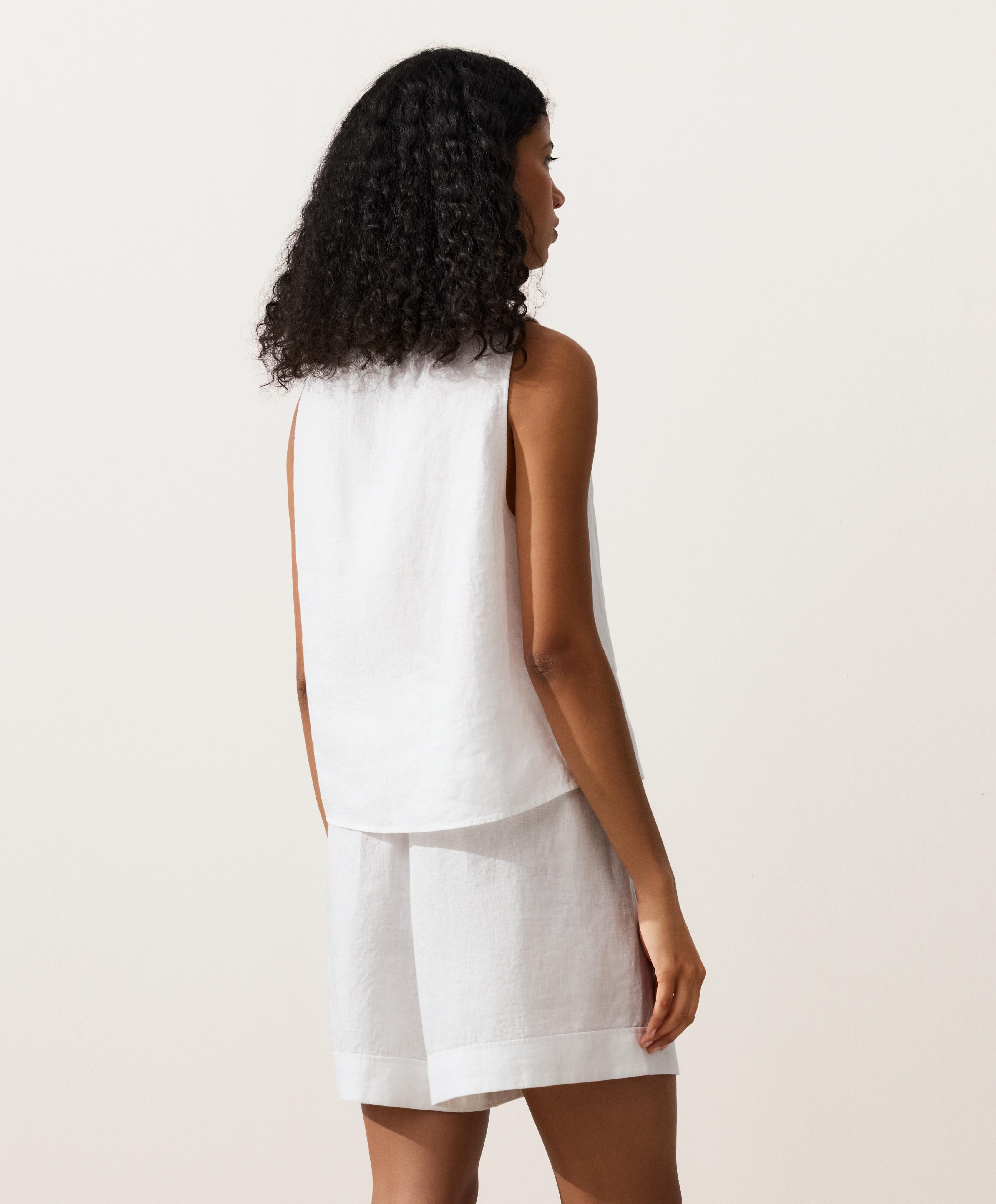 100% linen boxy top — WHITE