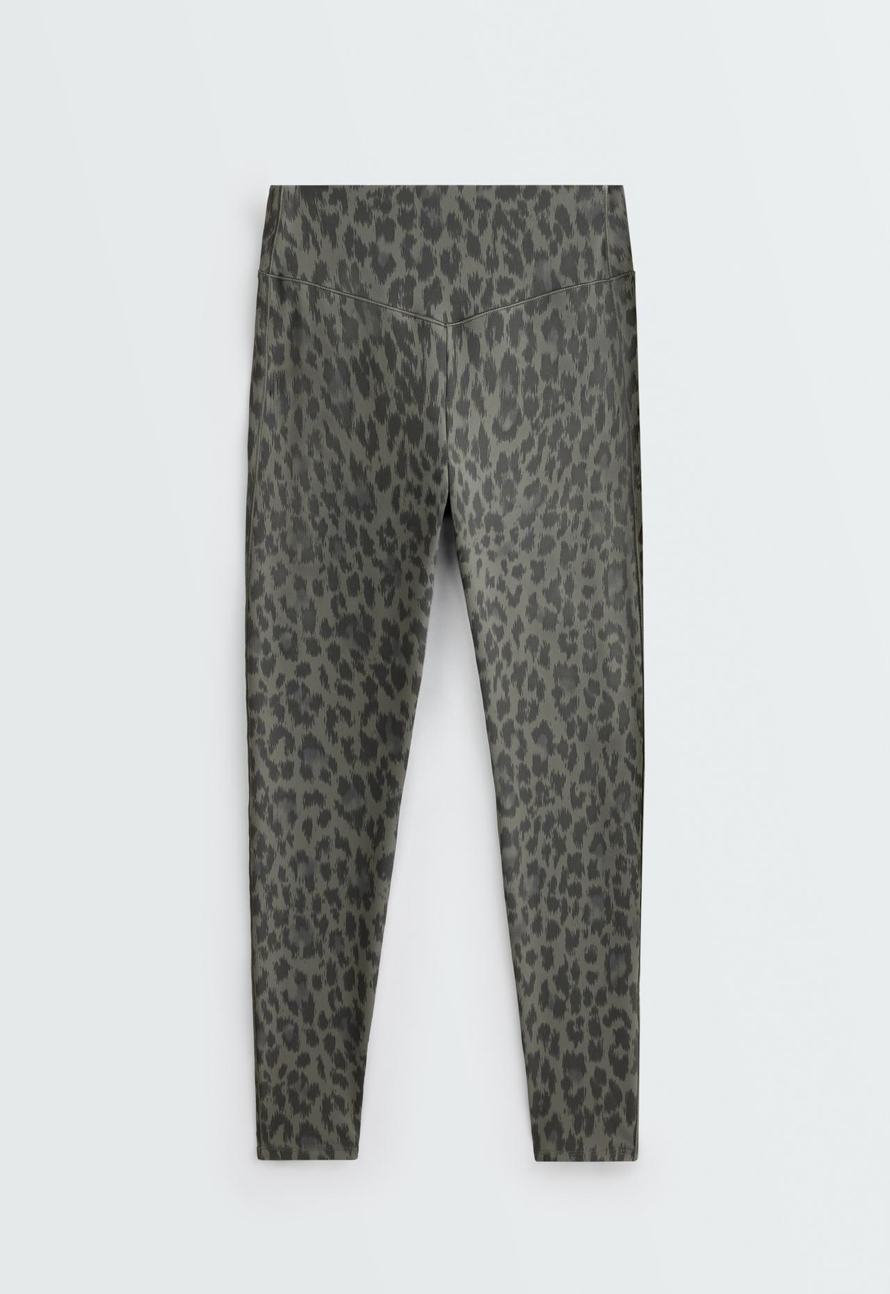 Evermove high-rise leopard ankle-length leggings — CHARCOAL GREY