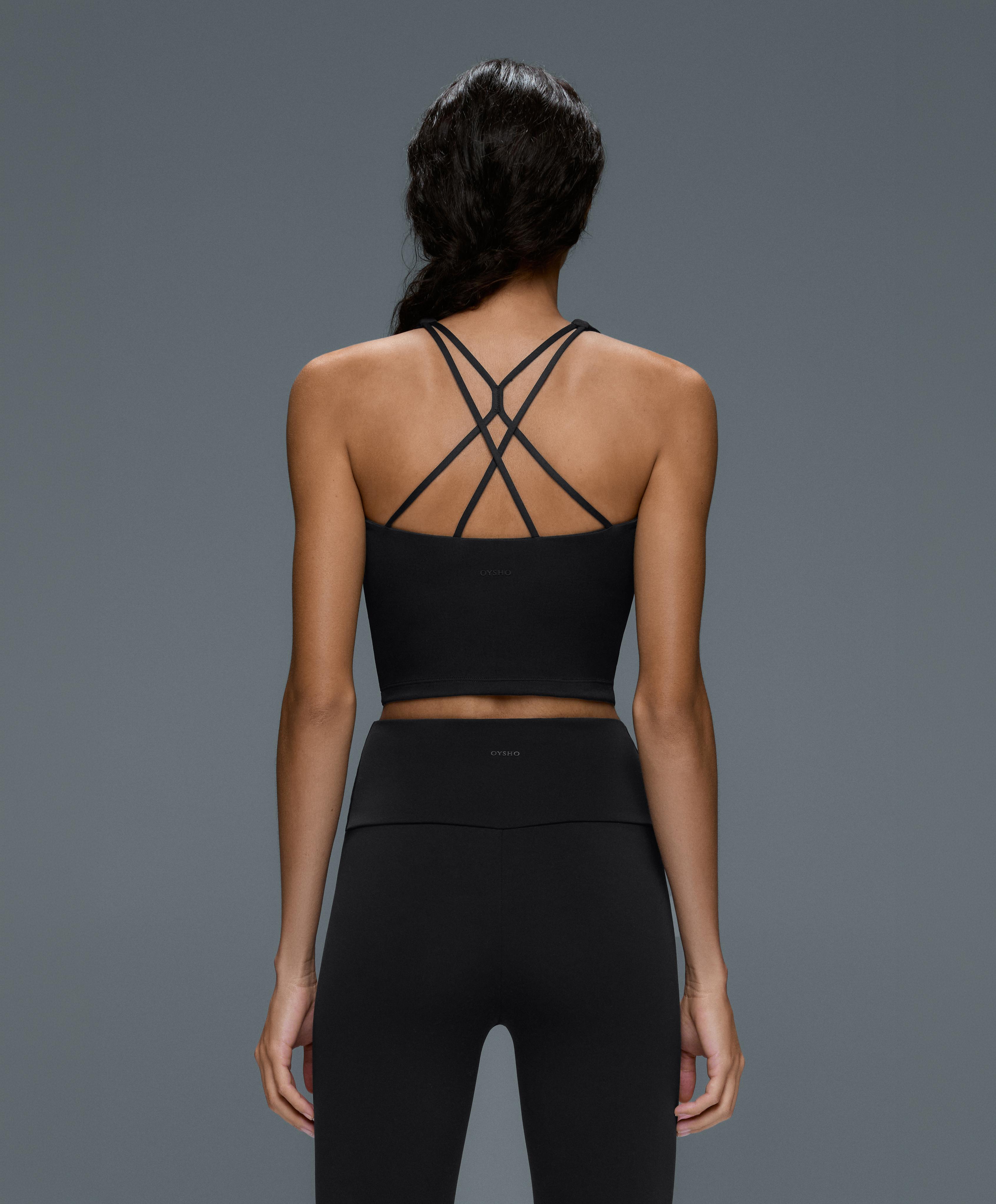 Comfortlux strappy tank top with cups — BLACK