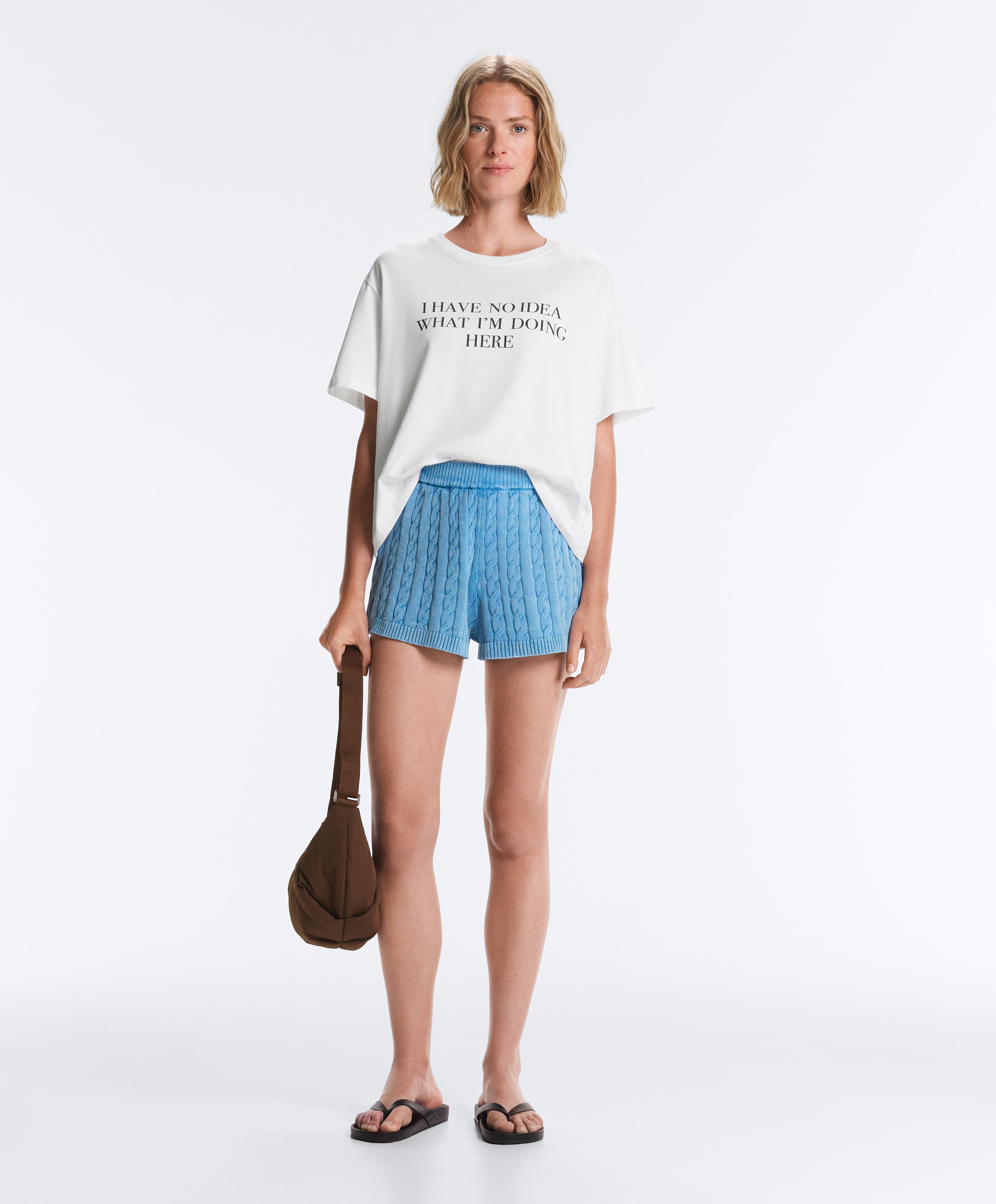 Washed knit cable shorts Washed knit cable shorts