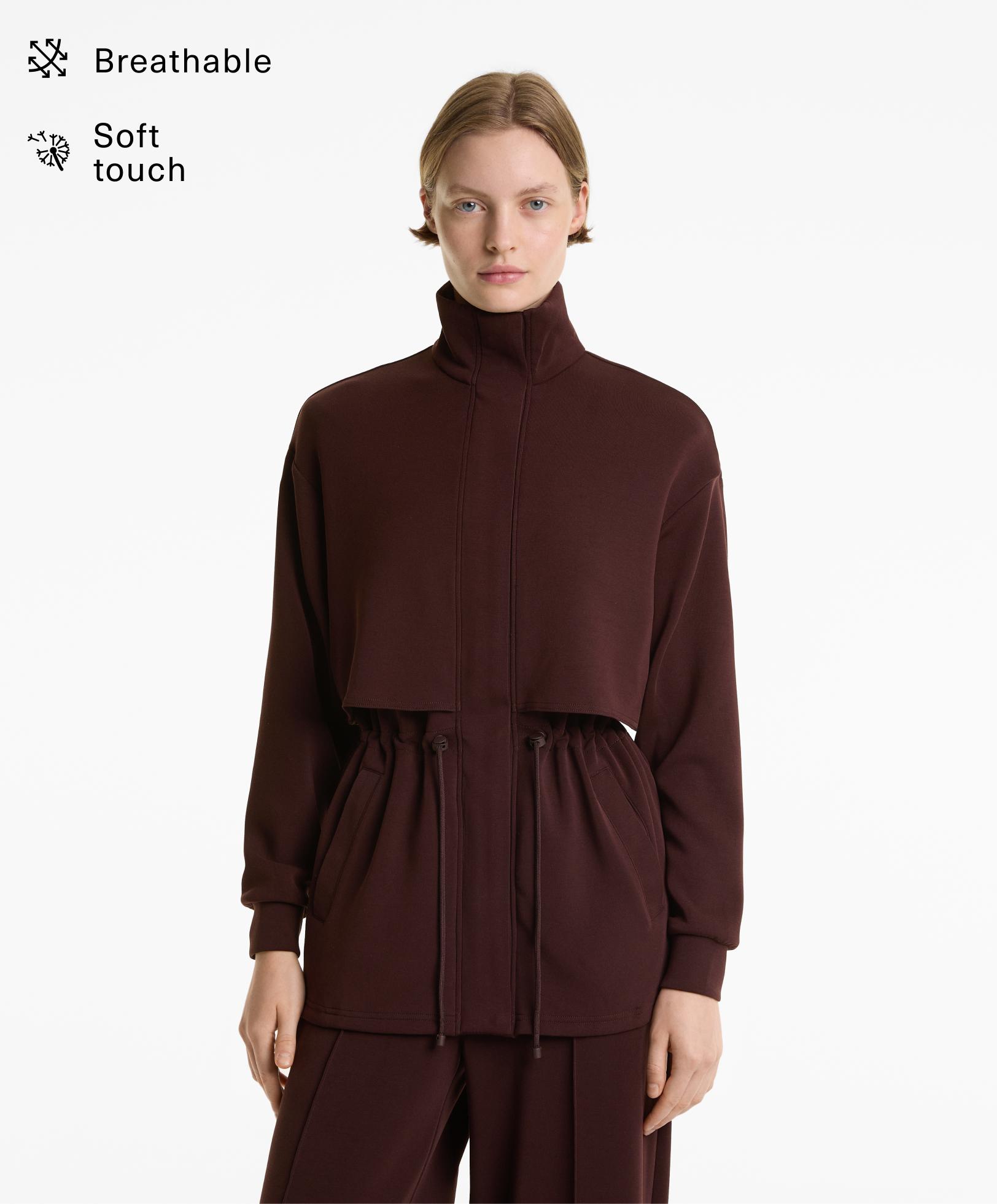 Long jacket with soft-touch modal and pockets