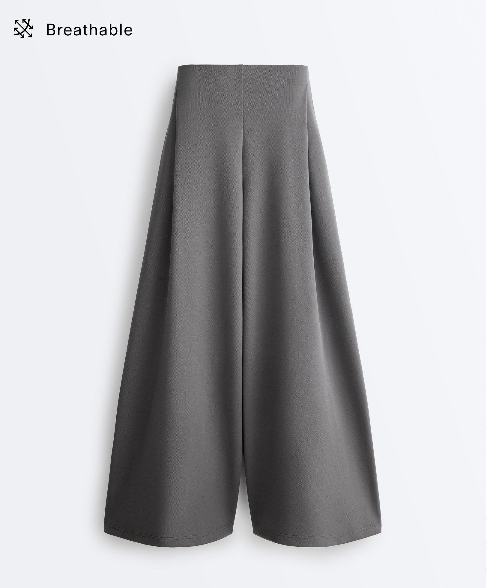 Wide-leg high rise piqué trousers Wide-leg high rise piqué trousers