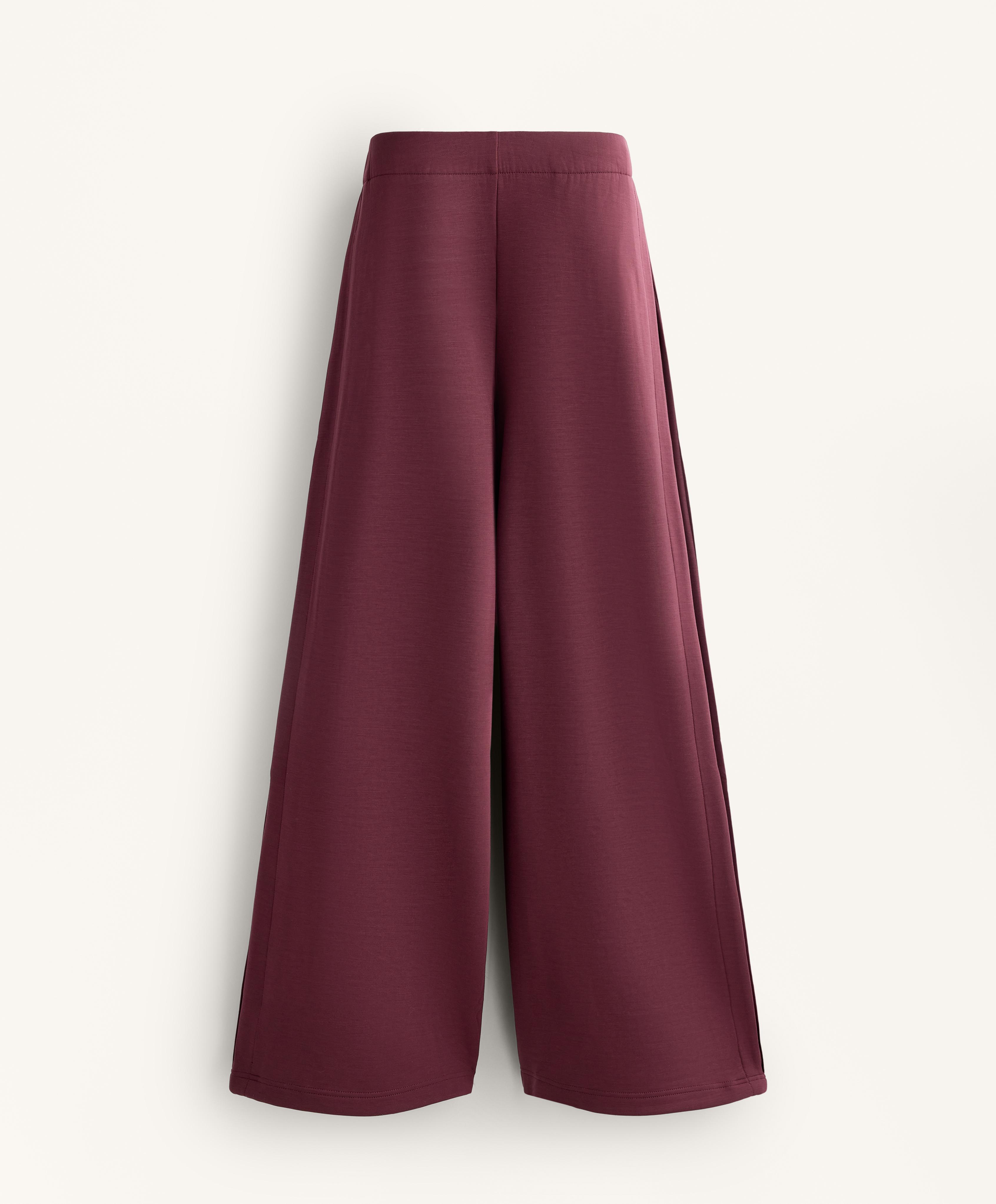 Cocoon trousers with side pleat and brushed modal — MAROON