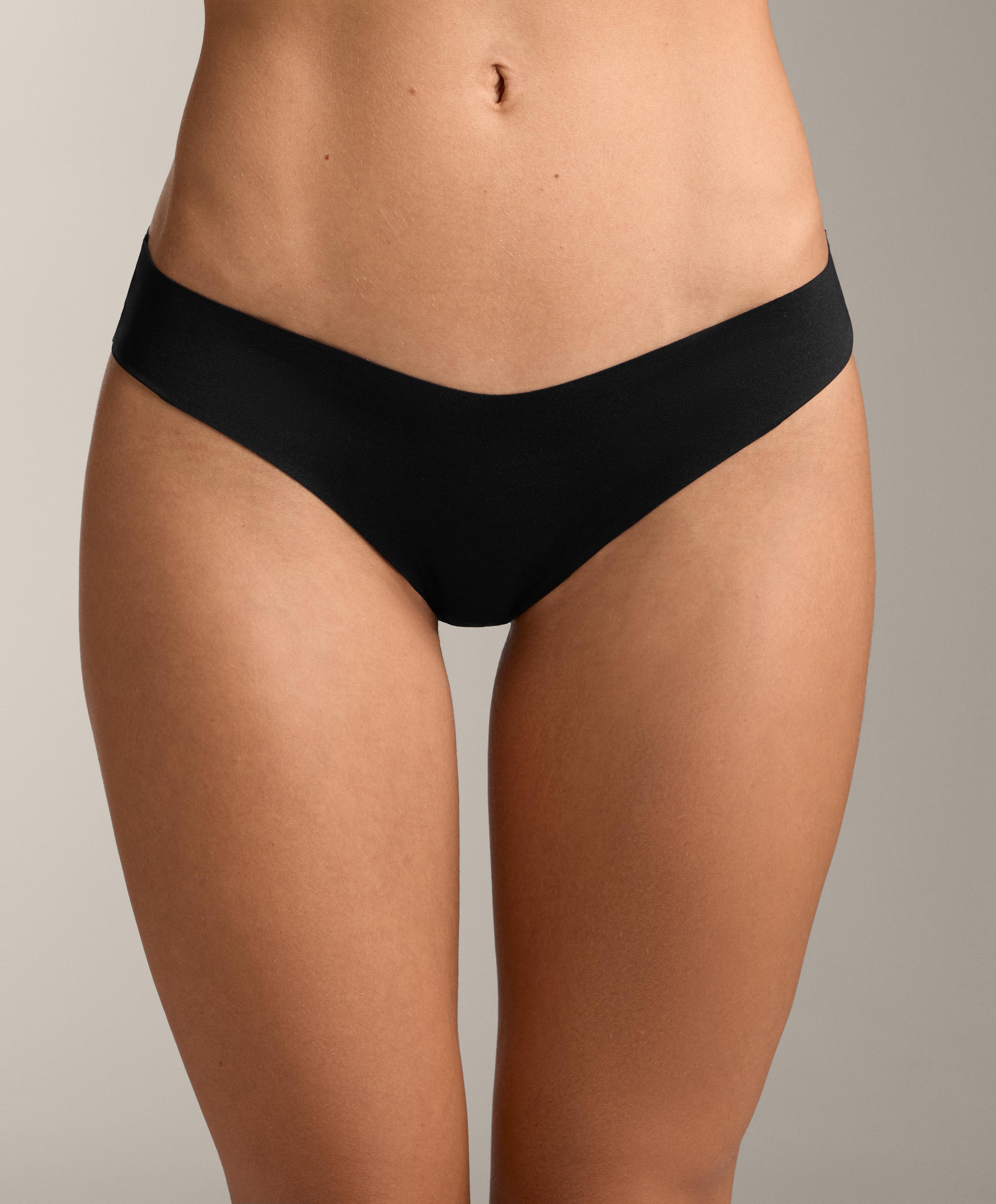 3 invisible V-cut polyamide blend classic bikini briefs — BLACK
